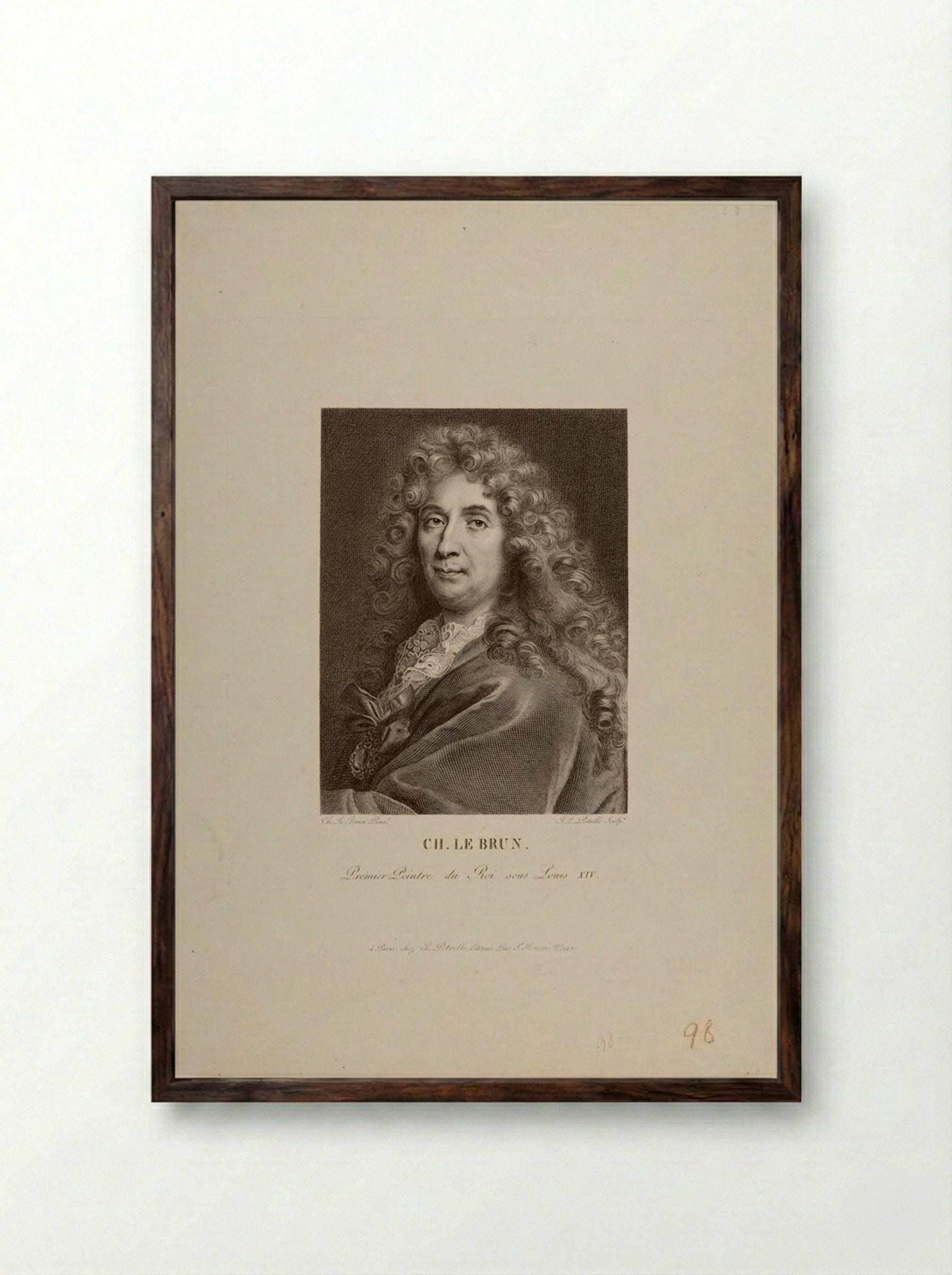 Portrait of Charles Le Brun - Jean Louis Potrelle - Framed Print Dark Wood