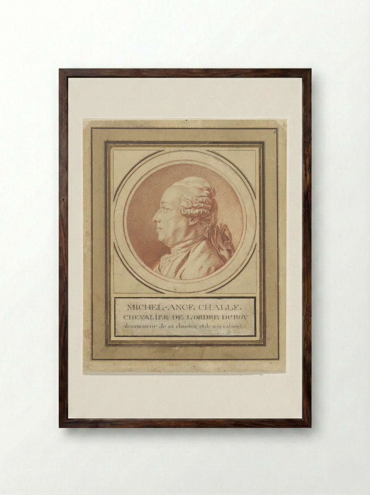 Portrait of Charles-Michel-Ange Challe - Louis Rolland Trinquesse - Framed Print Dark Wood