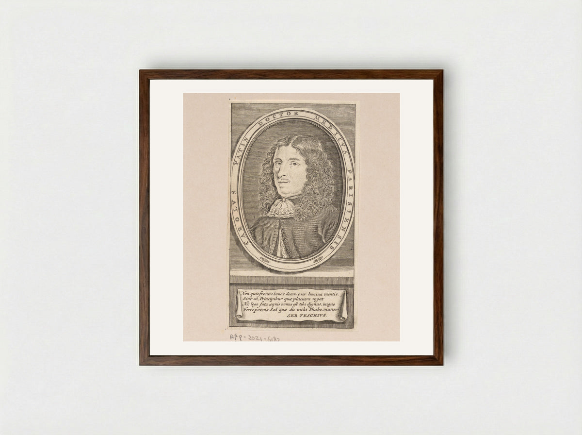 Portrait of Charles Patin - Pieter Mortier (I) - Framed Print Dark Wood