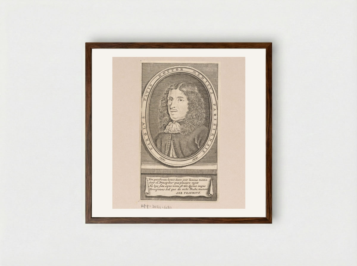 Portrait of Charles Patin - Pieter Mortier (I) - Framed Print Dark Wood