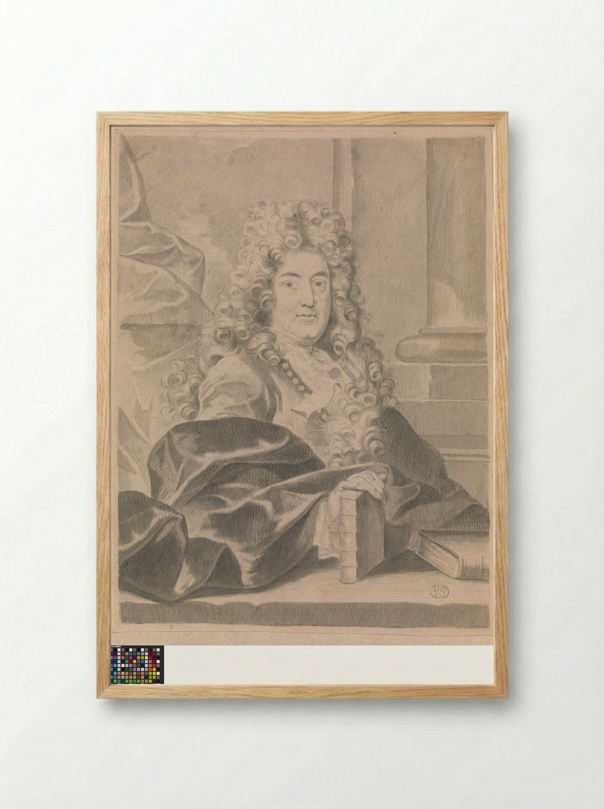Portrait of Charles Perrault - Gérard Edelinck - Framed Print Wood