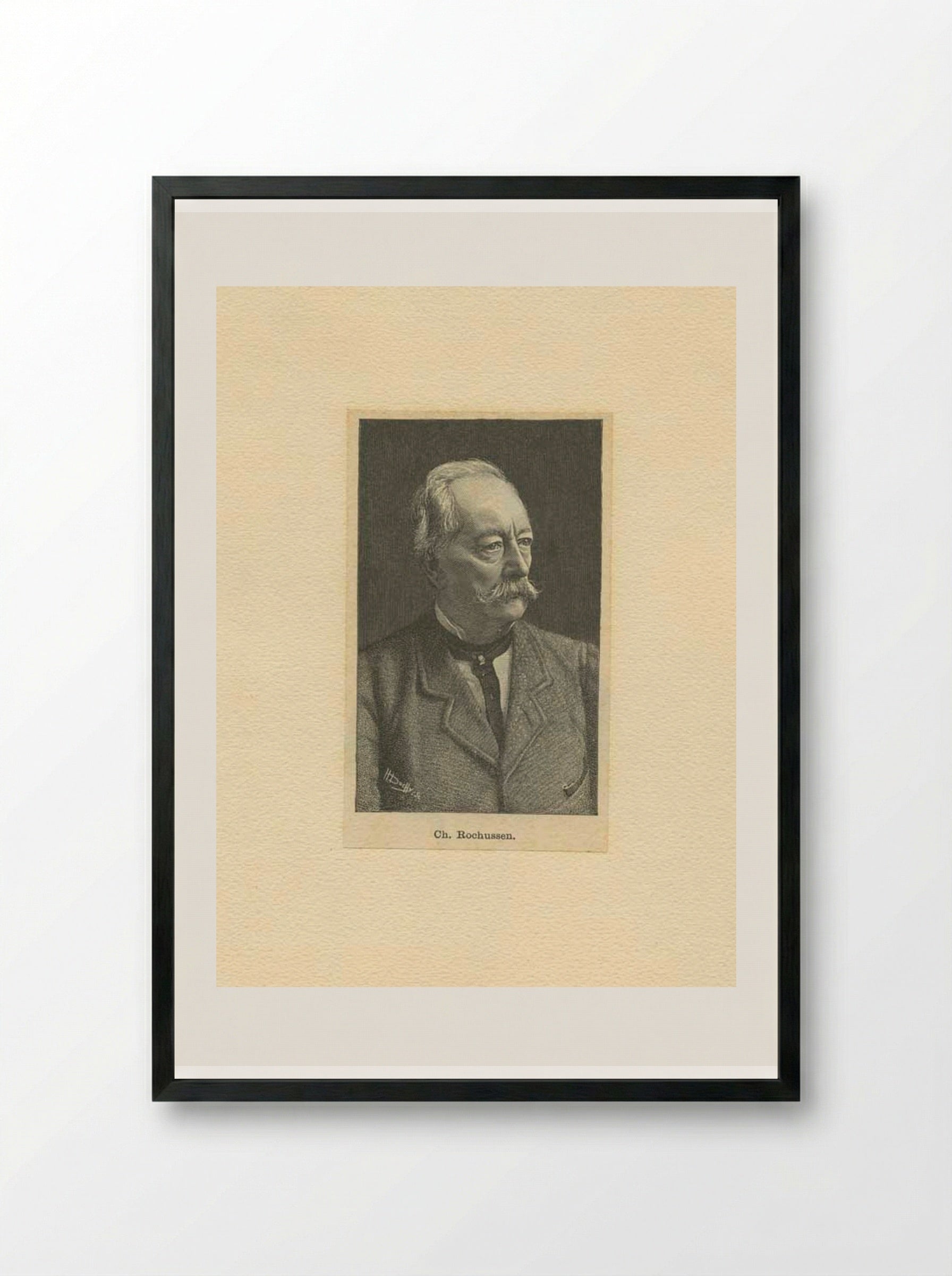 Portrait of Charles Rochussen - Charles Rochussen - Framed Print Black