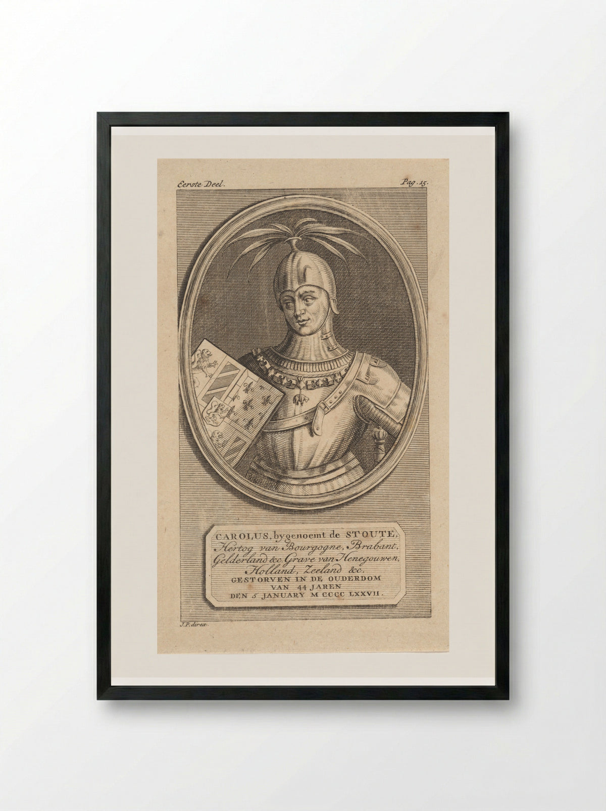Portrait of Charles the Bold, Duke of Burgundy - Jan Punt - Framed Print Black