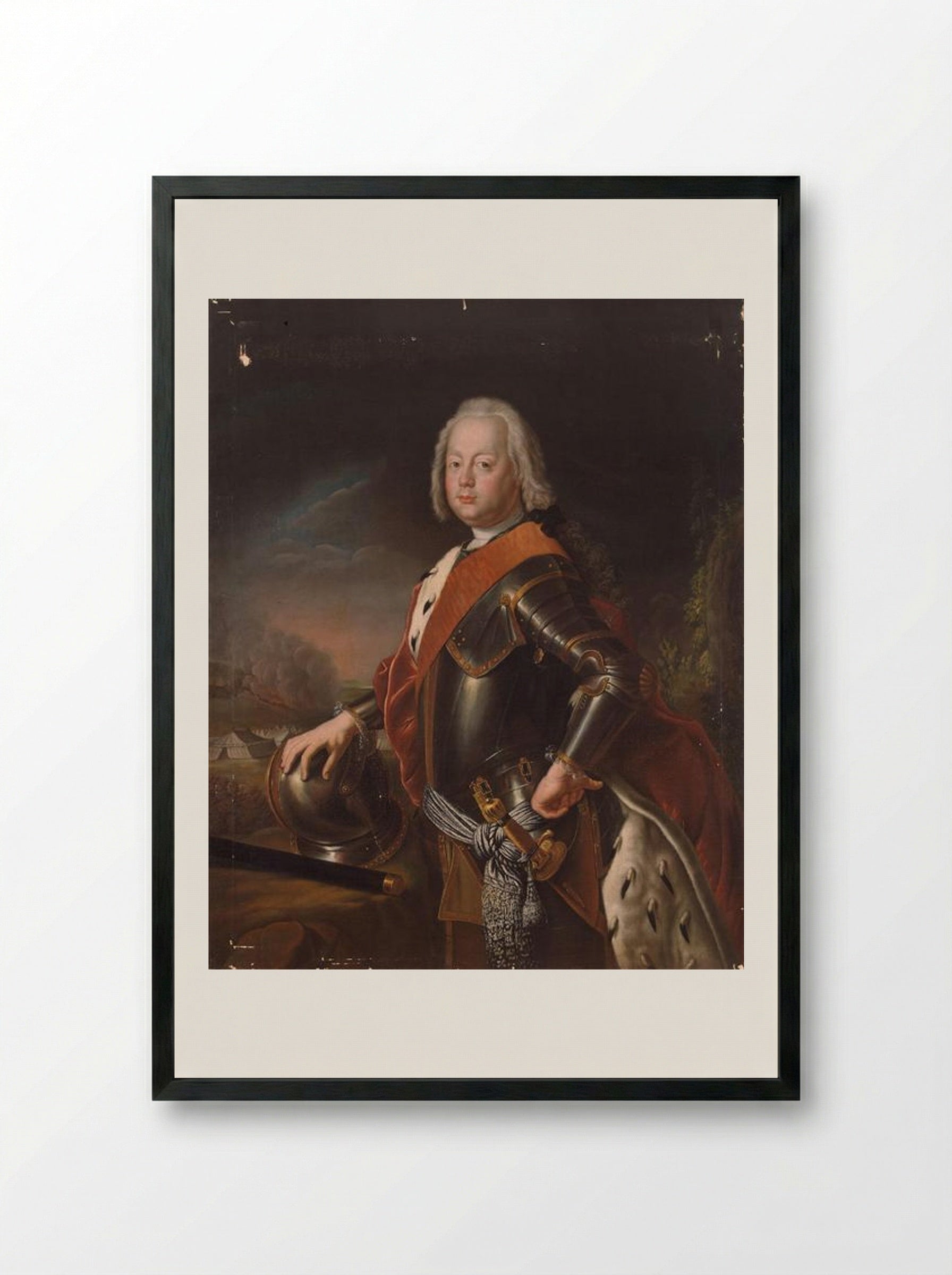 Portrait of Christian August, Prince of Anhalt-Zerbst - Antoine Pesne - Framed Print Black
