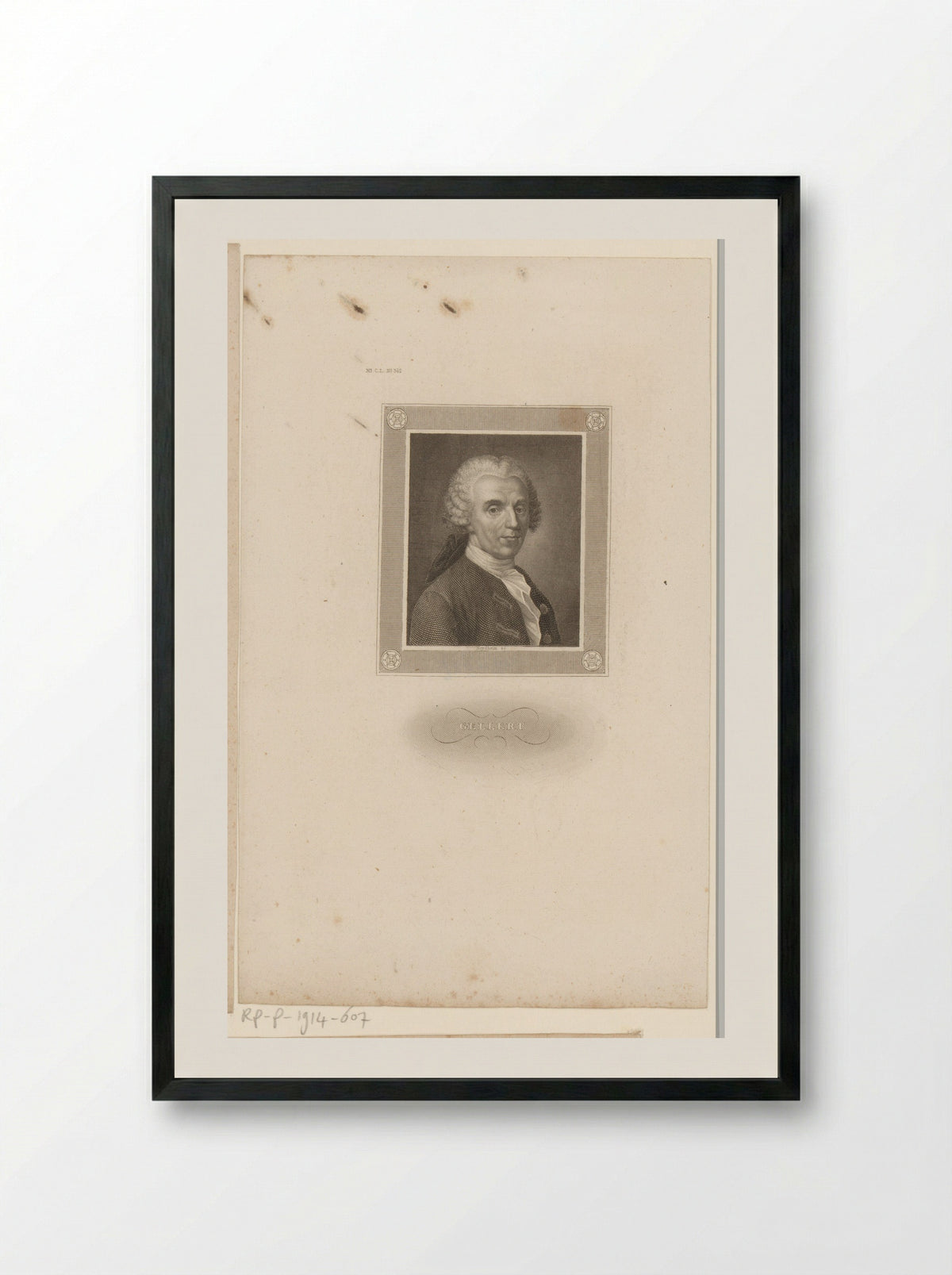Portrait of Christian Fürchtegott Gellert - Bibliographisches Institut - Framed Print Black