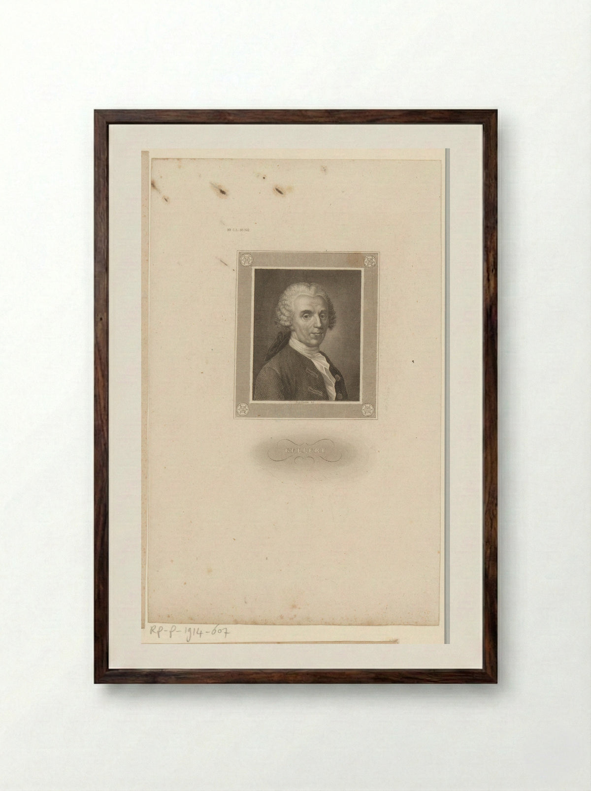 Portrait of Christian Fürchtegott Gellert - Bibliographisches Institut - Framed Print Dark Wood