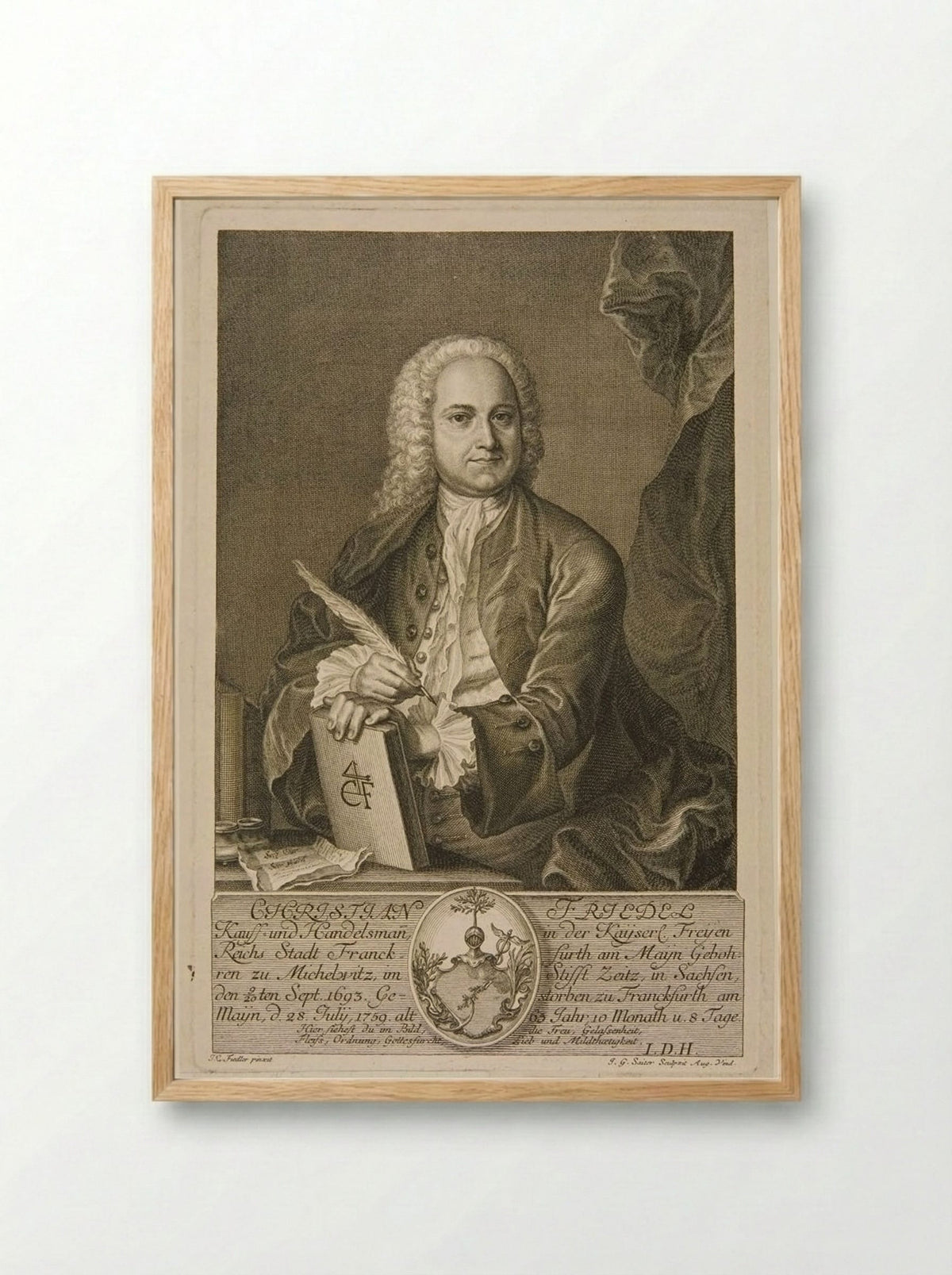 Portrait of Christian Friedel - Johann Gottfried Saiter - Framed Print Wood