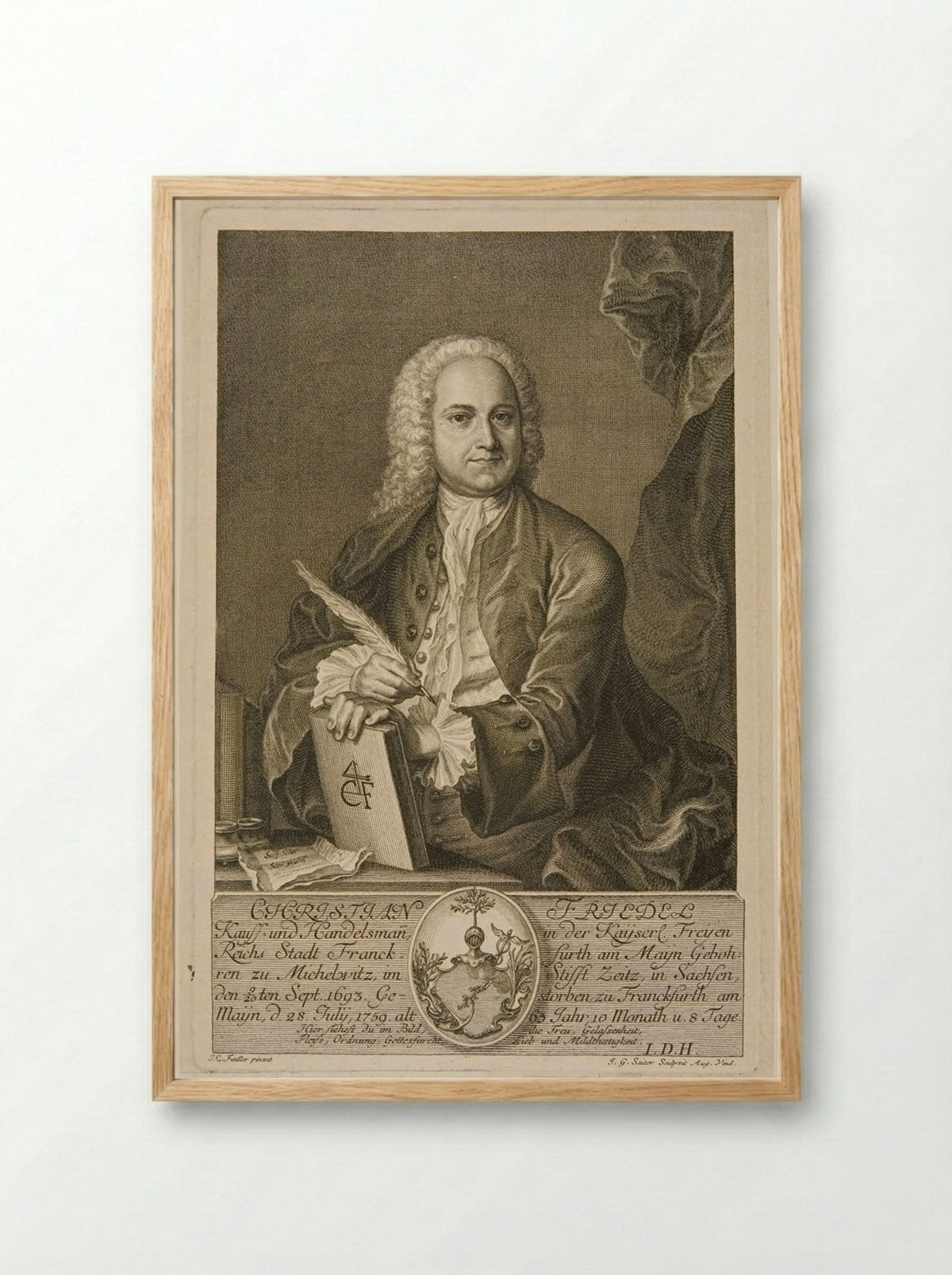 Portrait of Christian Friedel - Johann Gottfried Saiter - Framed Print Wood