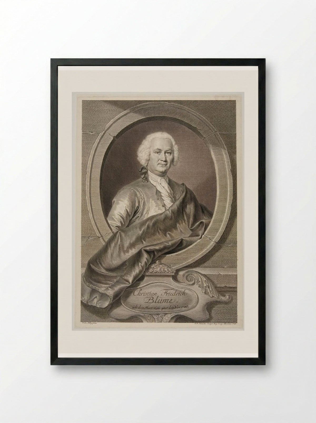 Portrait of Christian Friedrich Blume - Georg Friedrich Schmidt - Framed Print Black