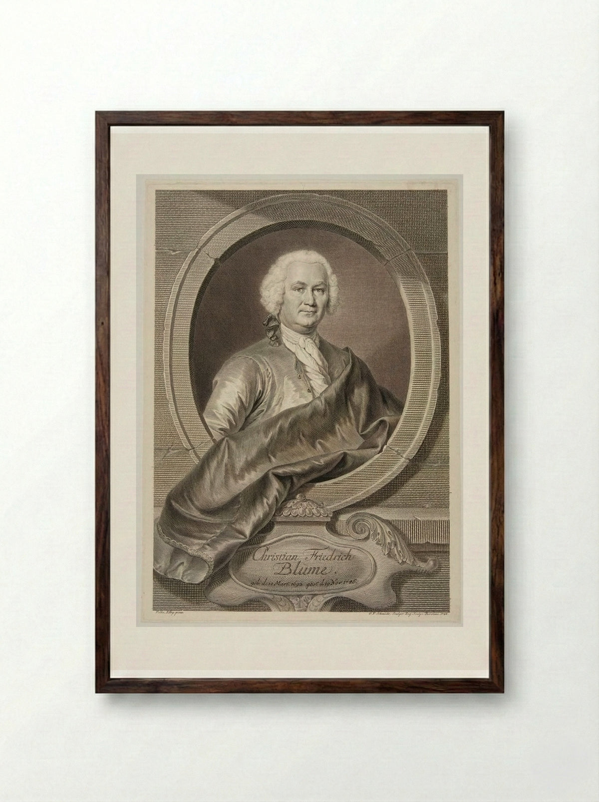 Portrait of Christian Friedrich Blume - Georg Friedrich Schmidt - Framed Print Dark Wood