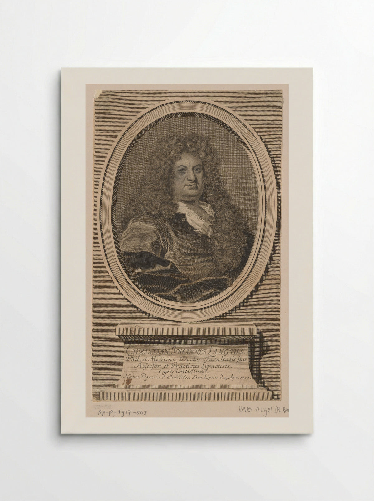 Portrait of Christian Johannes Langius - Johann Martin Bernigeroth - Poster