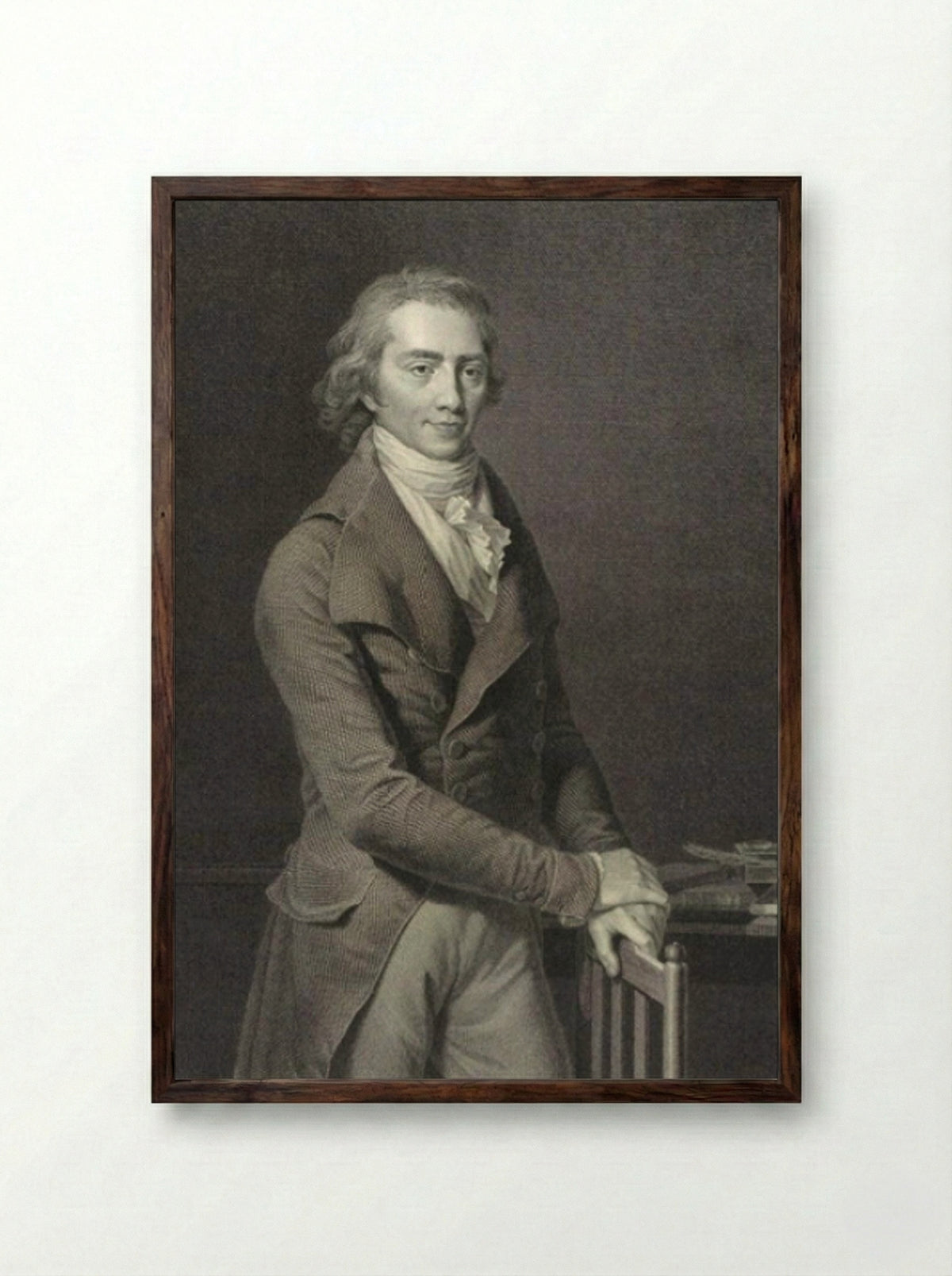 Portrait of Christoph Wilhelm Hufeland - Johann Friedrich Wilhelm Müller - Framed Print Dark Wood