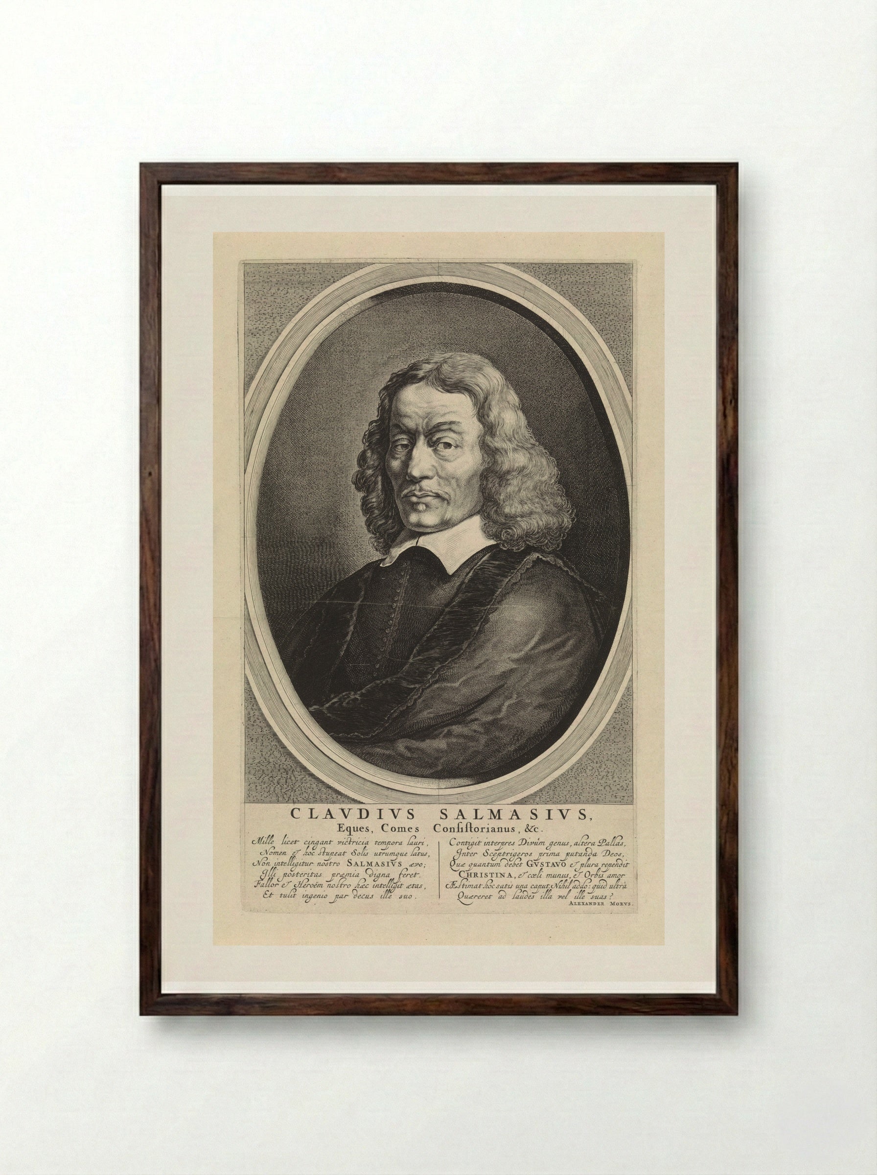 Portrait of Claudius Salmasius - Theodor Matham - Framed Print Dark Wood