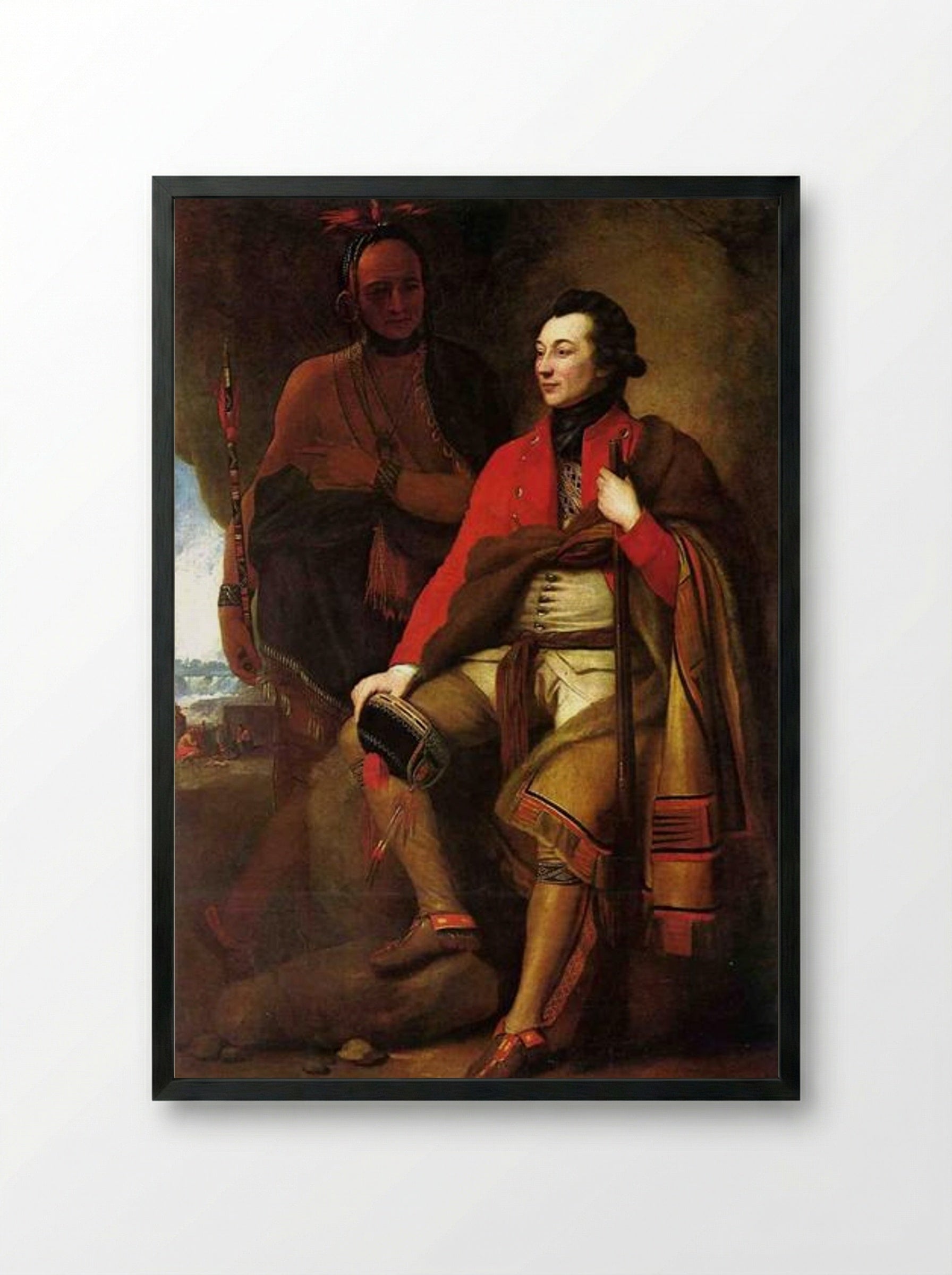 Portrait of Colonel Guy Johnson and Karonghyontye - Benjamin West - Framed Print Black