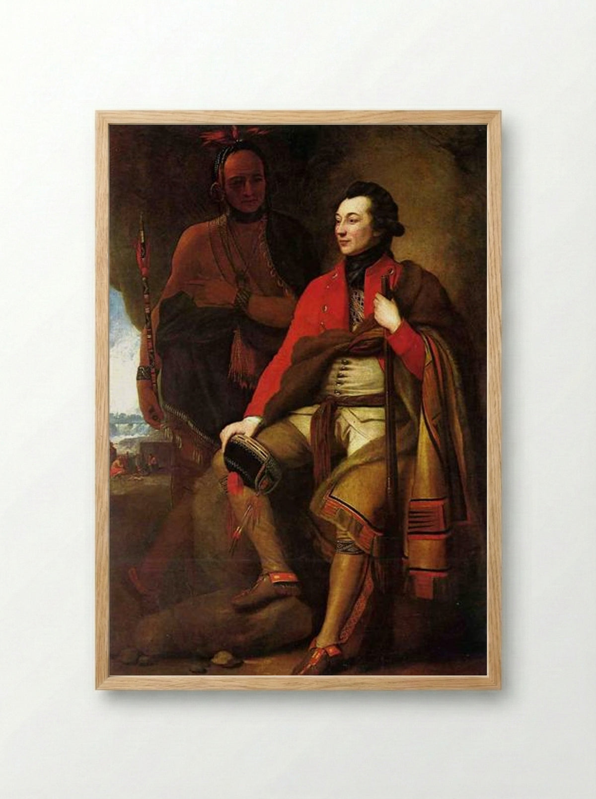 Portrait of Colonel Guy Johnson and Karonghyontye - Benjamin West - Framed Print Wood