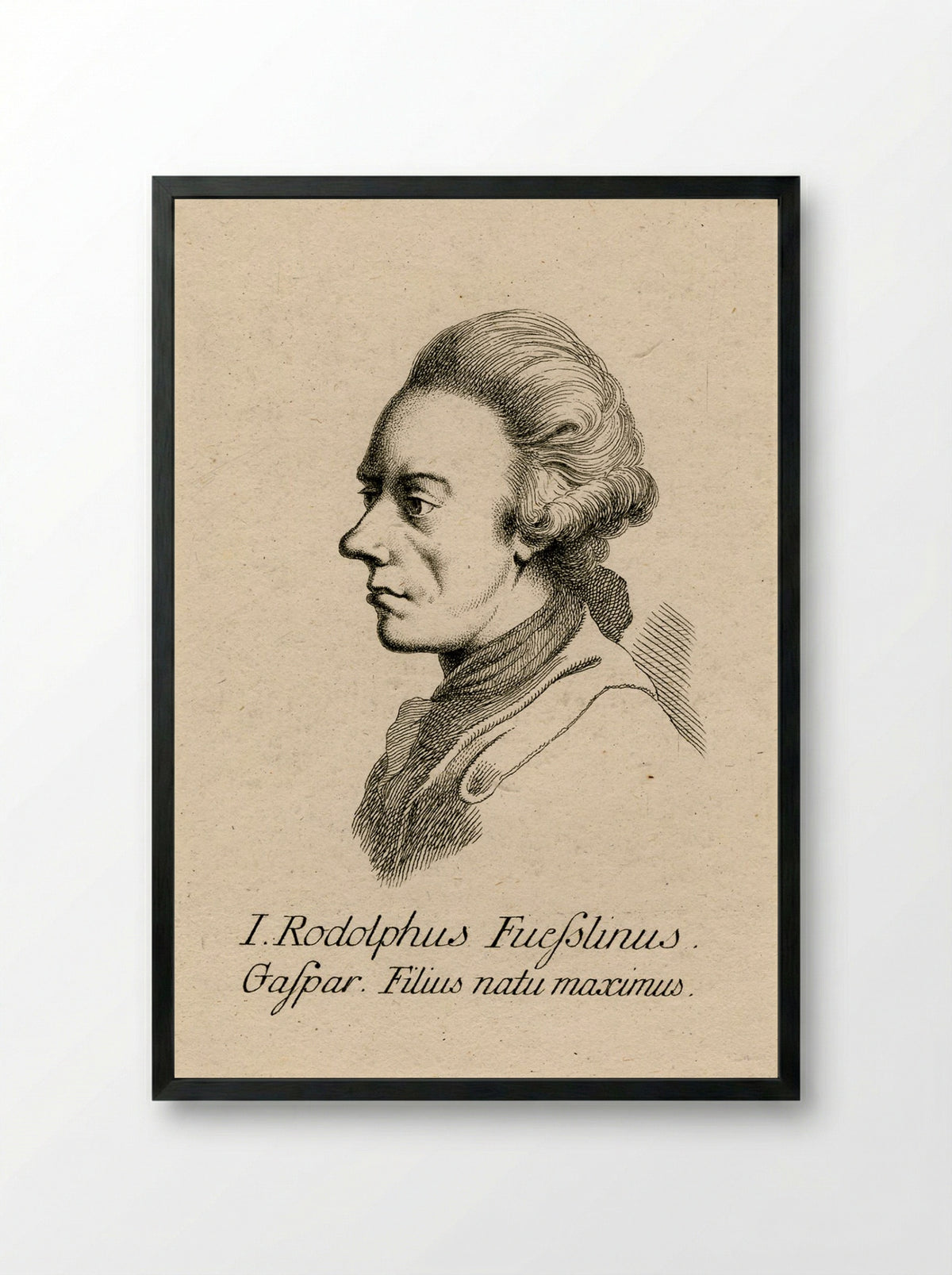 Portrait of Conrad Meyer - Rudolf Füssli - Framed Print Black