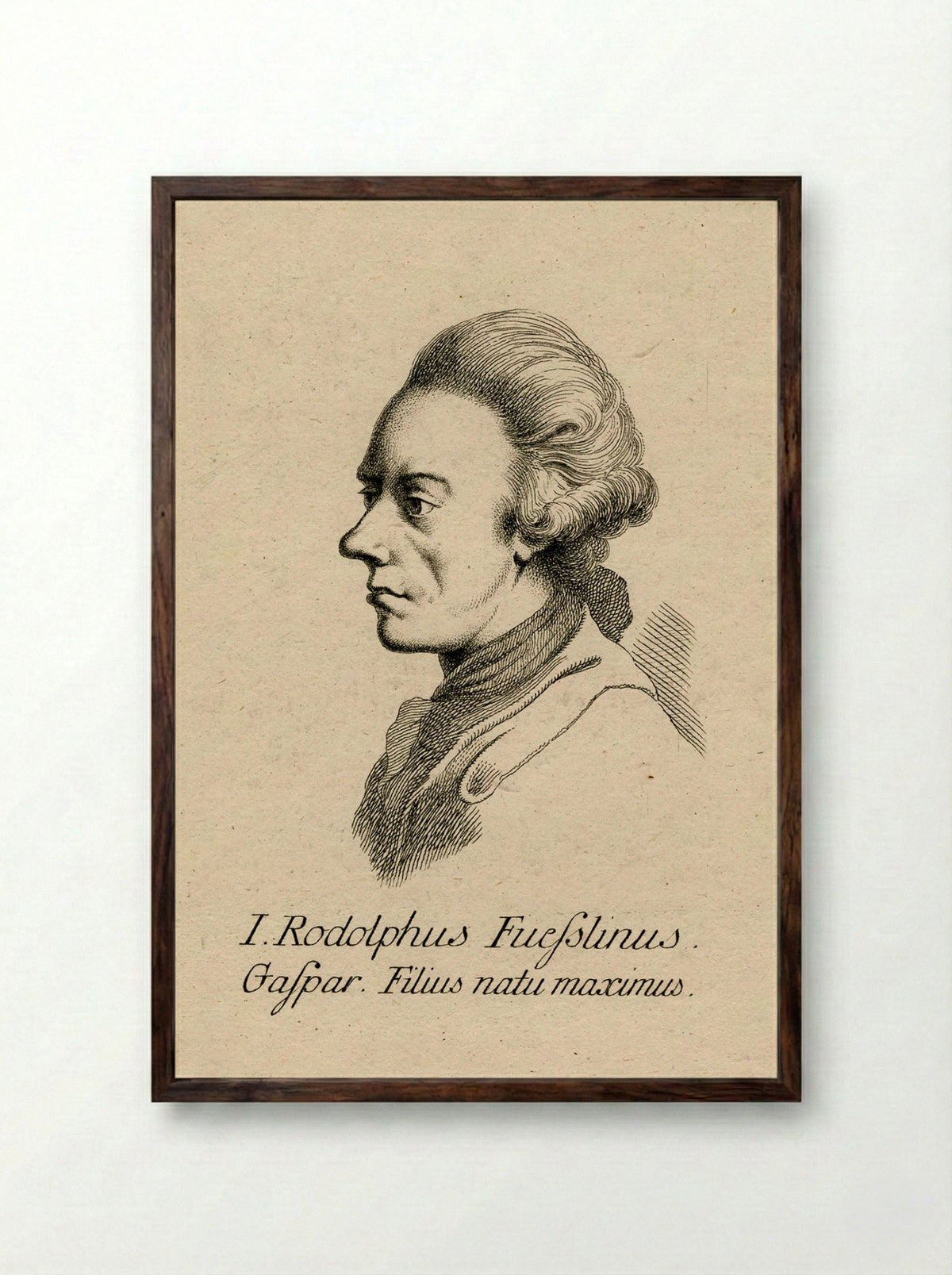 Portrait of Conrad Meyer - Rudolf Füssli - Framed Print Dark Wood
