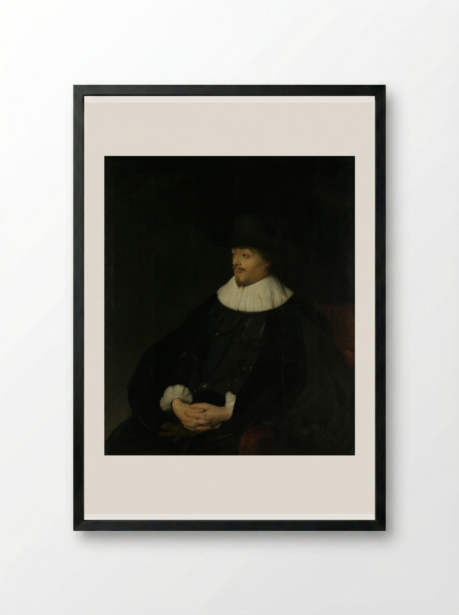 Portrait of Constantijn Huygens - Jan Lievens - Framed Print Black