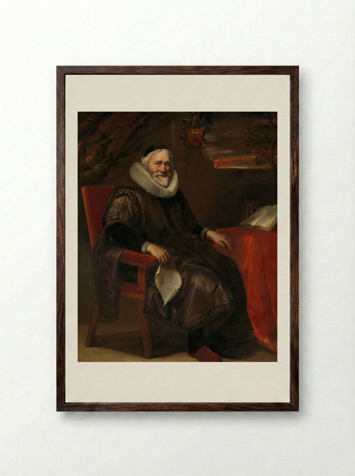 Portrait of Cornelis Nuyts - Jürgen Ovens - Framed Print Dark Wood