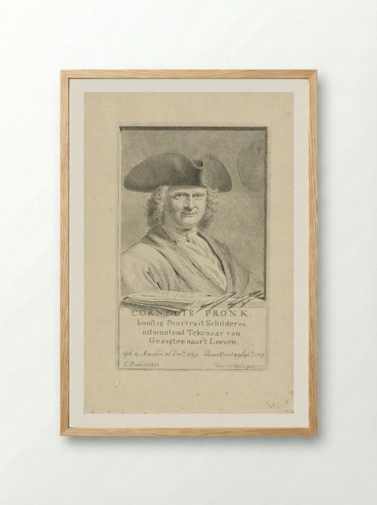 Portrait of Cornelis Pronk - Cornelis Pronk - Framed Print Wood