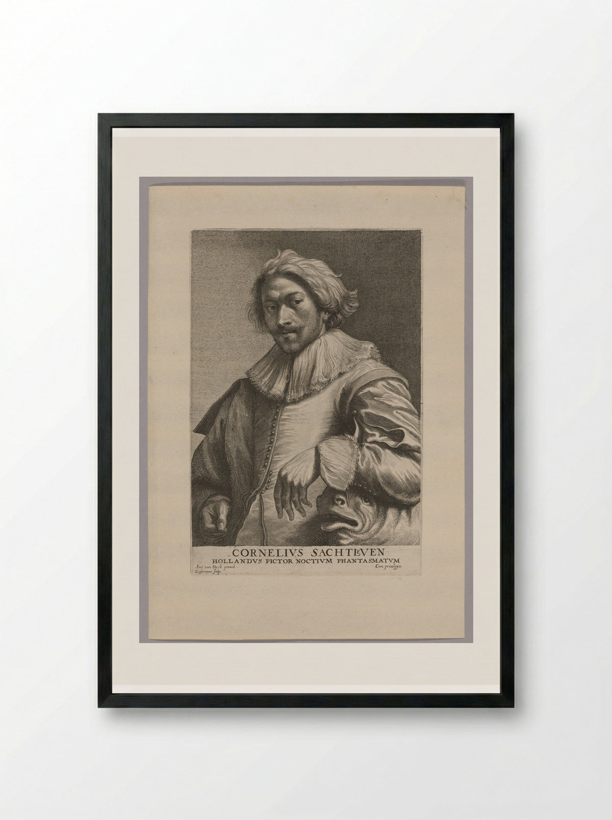 Portrait of Cornelis Saftleven - Lucas Vorsterman I - Framed Print Black
