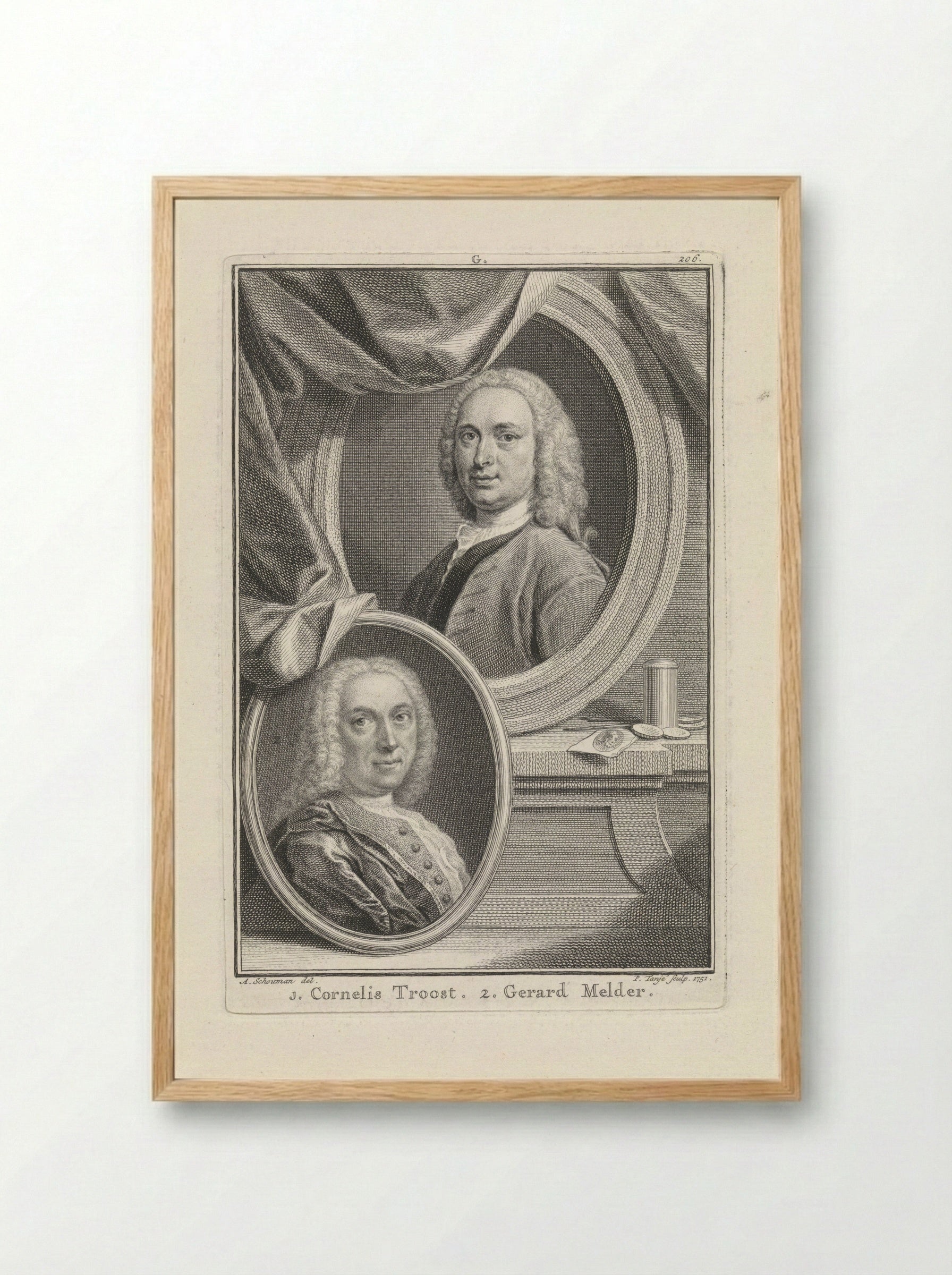 Portrait of Cornelis Troost and Gerard Melder - Pieter Tanjé - Framed Print Wood