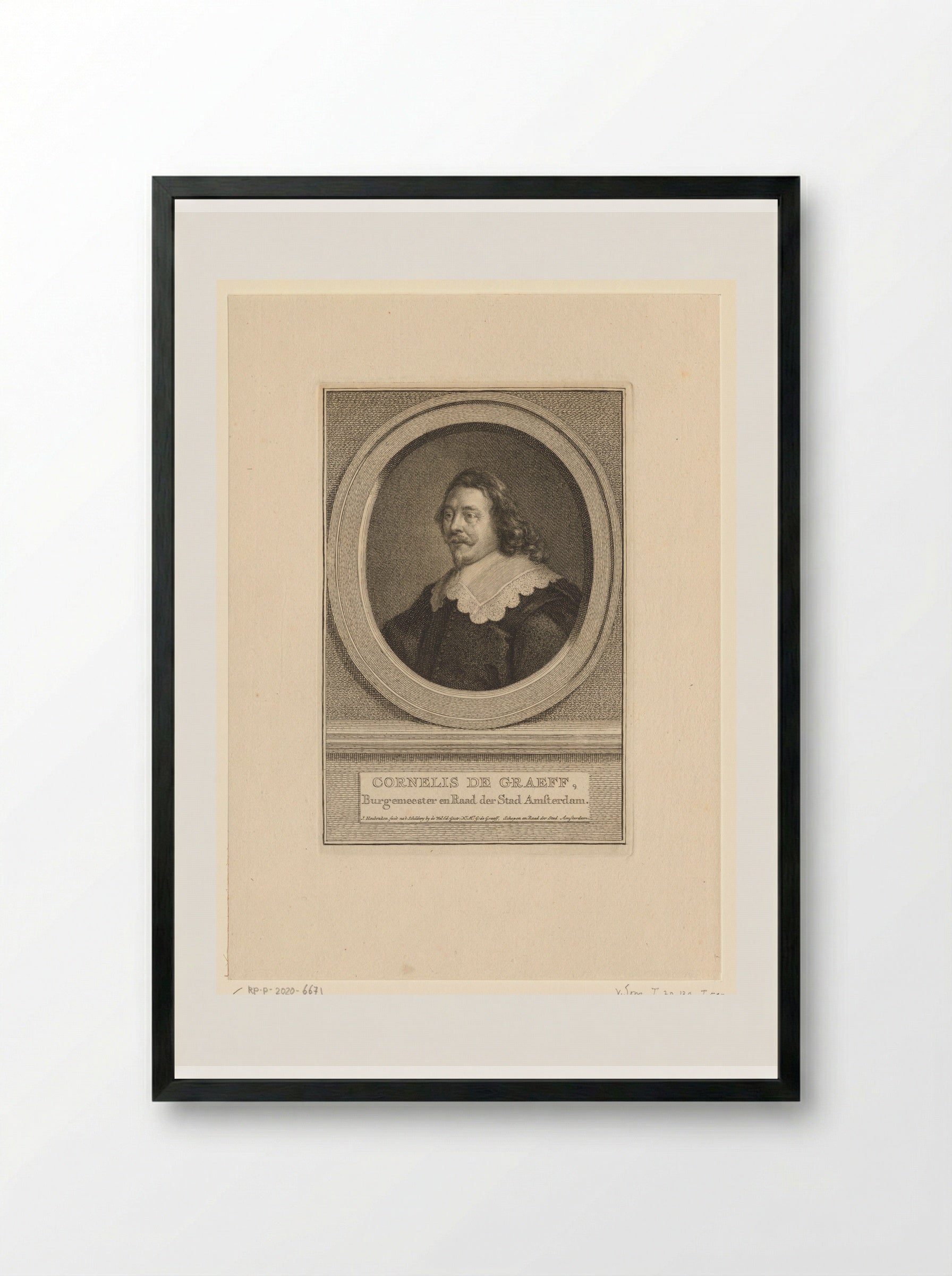 Portrait of Cornelis de Graeff - Jacob Houbraken - Framed Print Black