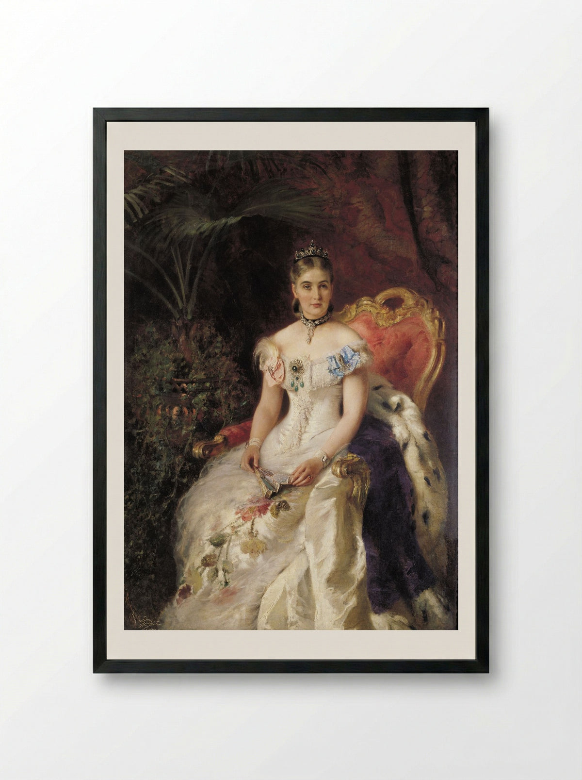 Portrait of Countess Maria Mikhailovna Volkonskaya - Konstantin Makovsky - Framed Print Black