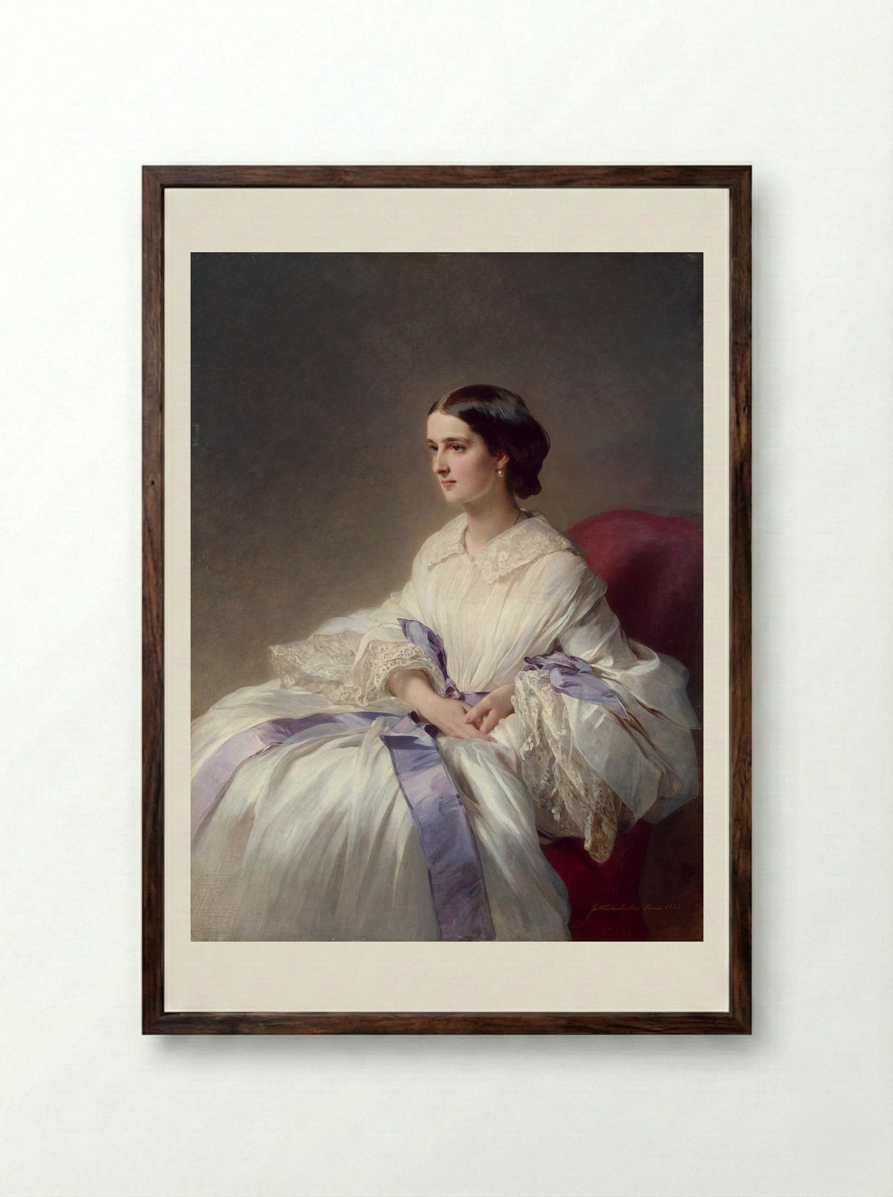 Portrait of Countess Olga Shuvalova - Franz Xaver Winterhalter - Framed Print Dark Wood