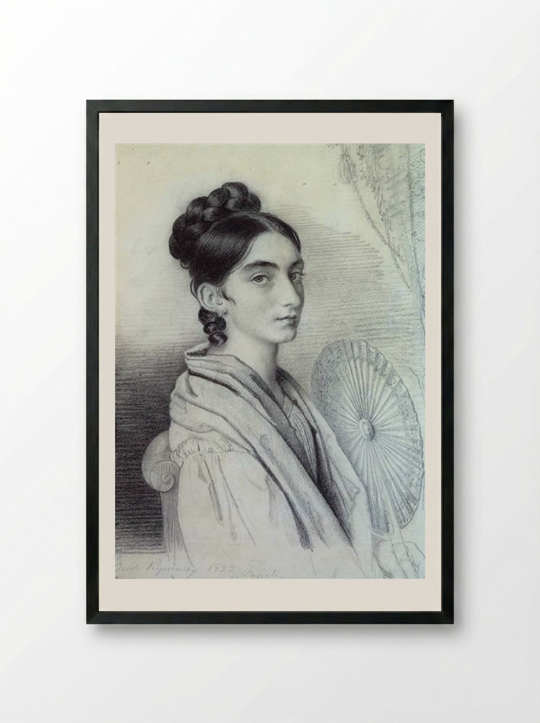 Portrait of Countess Sophia Alexandrovna Golenischev-Kutuzova - Orest Kiprensky - Framed Print Black
