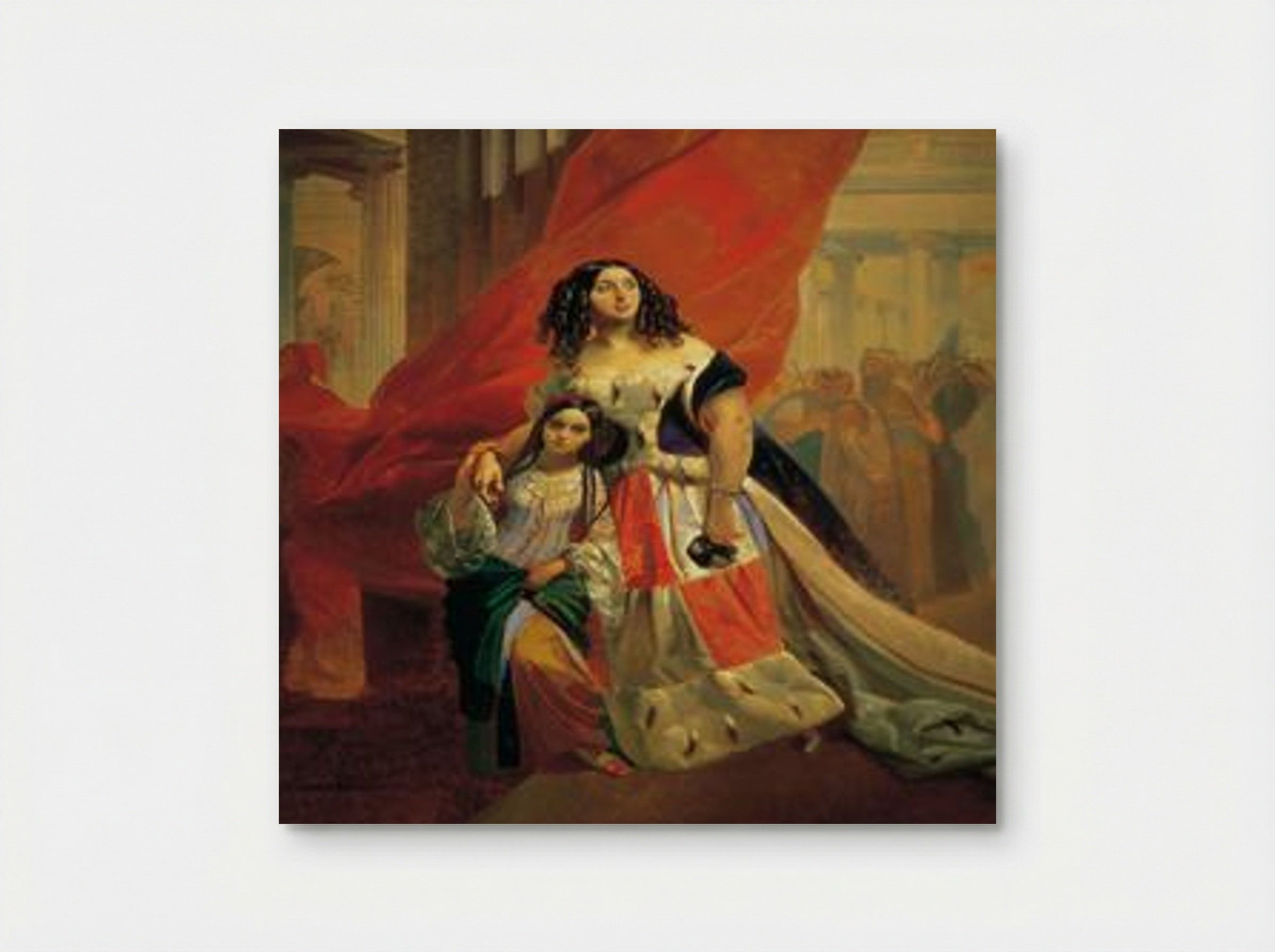 Portrait of Countess Yuliya Pavlovna Samoilova and Her Ward Amacilia Pacini Leaving a Ball - Karl Bryullov - Poster