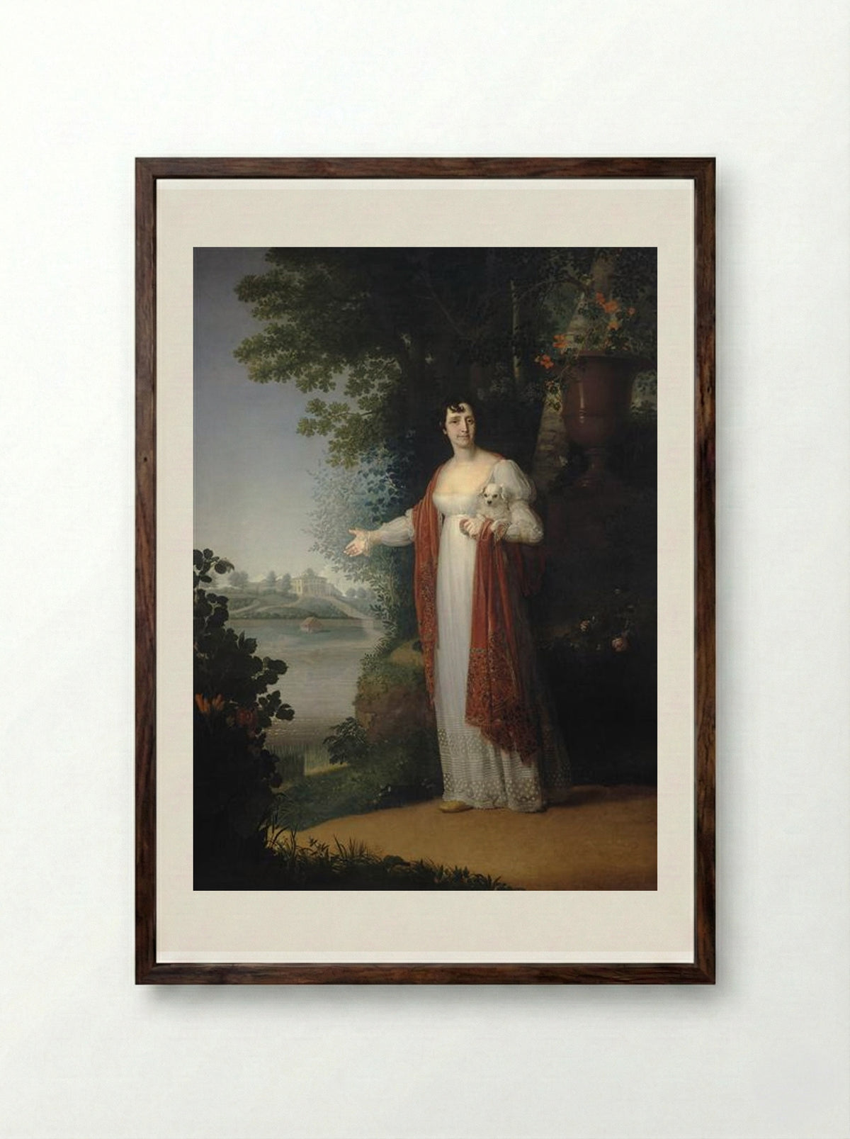 Portrait of D.A. Derzhavina - Vladimir Borovikovsky - Framed Print Dark Wood