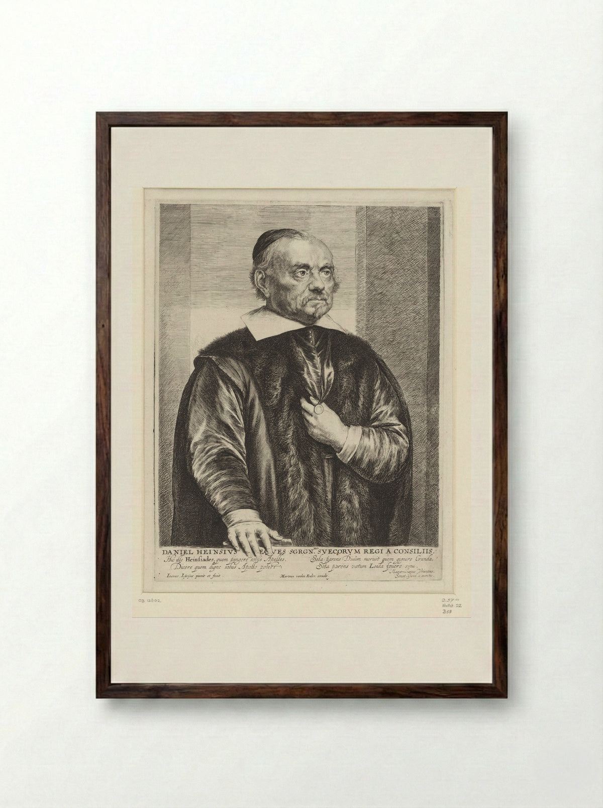 Portrait of Daniël Heinsius - Jan Lievens - Framed Print Dark Wood