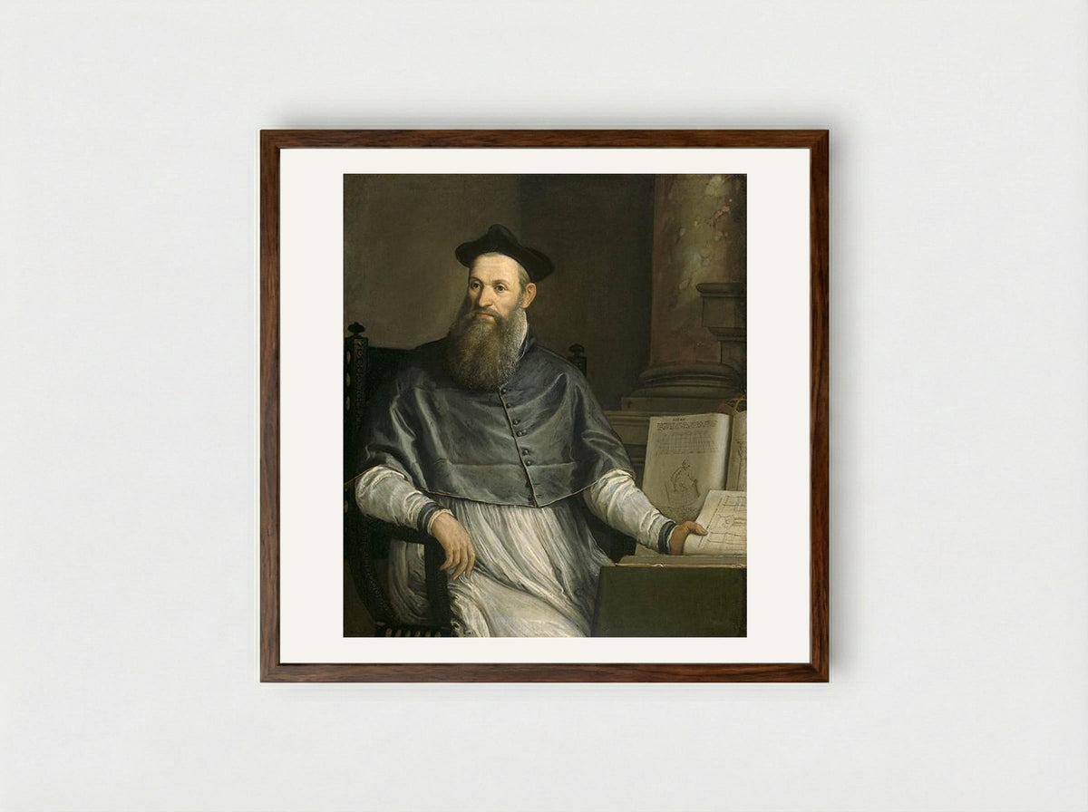 Portrait of Daniele Barbaro - Paolo Veronese - Framed Print Dark Wood