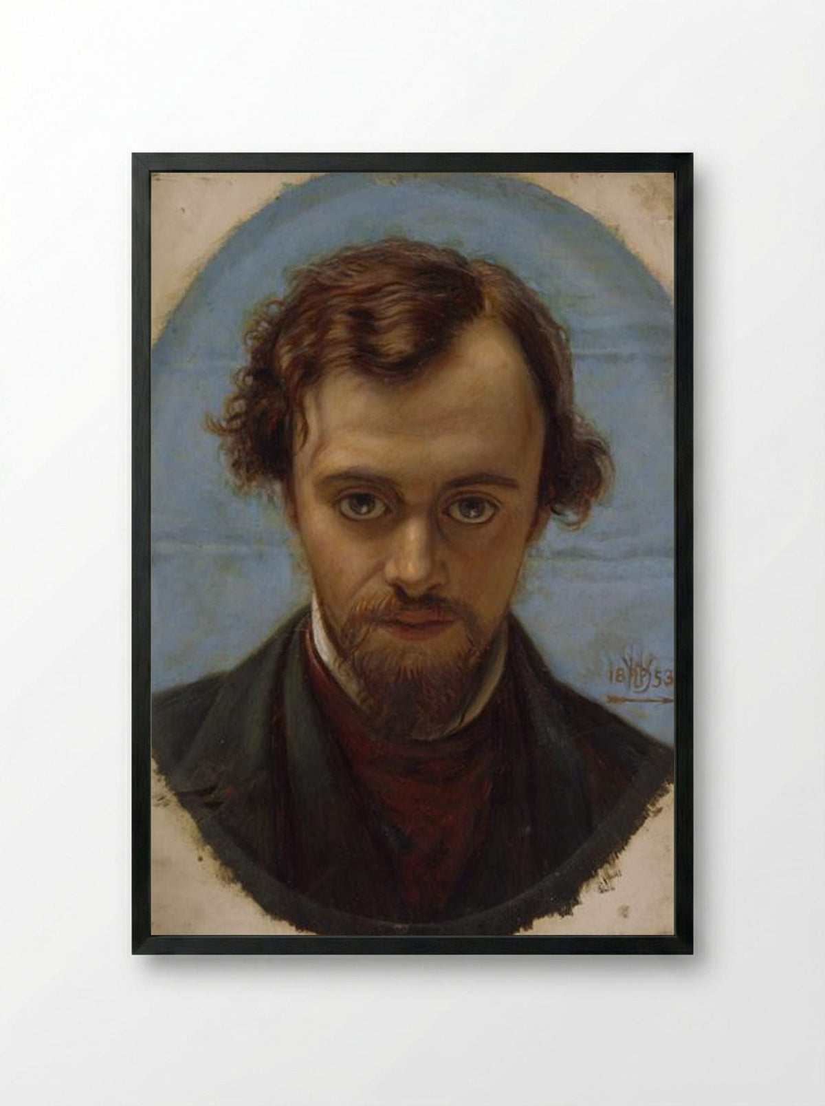 Portrait of Dante Gabriel Rossetti - William Holman Hunt - Framed Print Black