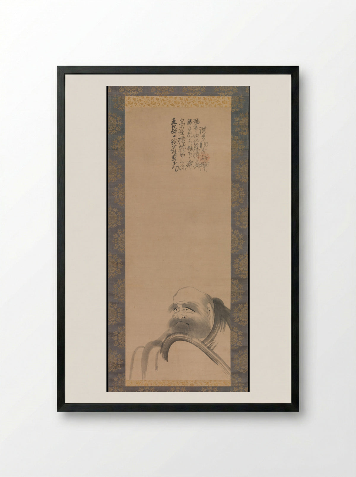Portrait of Daruma - Fūgai Ekun - Framed Print Black