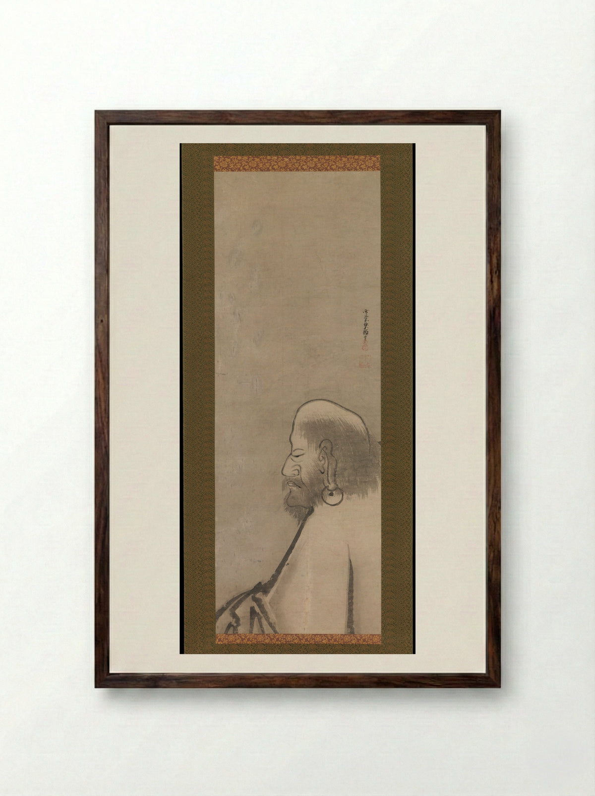 Portrait of Daruma - Unkoku Tōgan - Framed Print Dark Wood