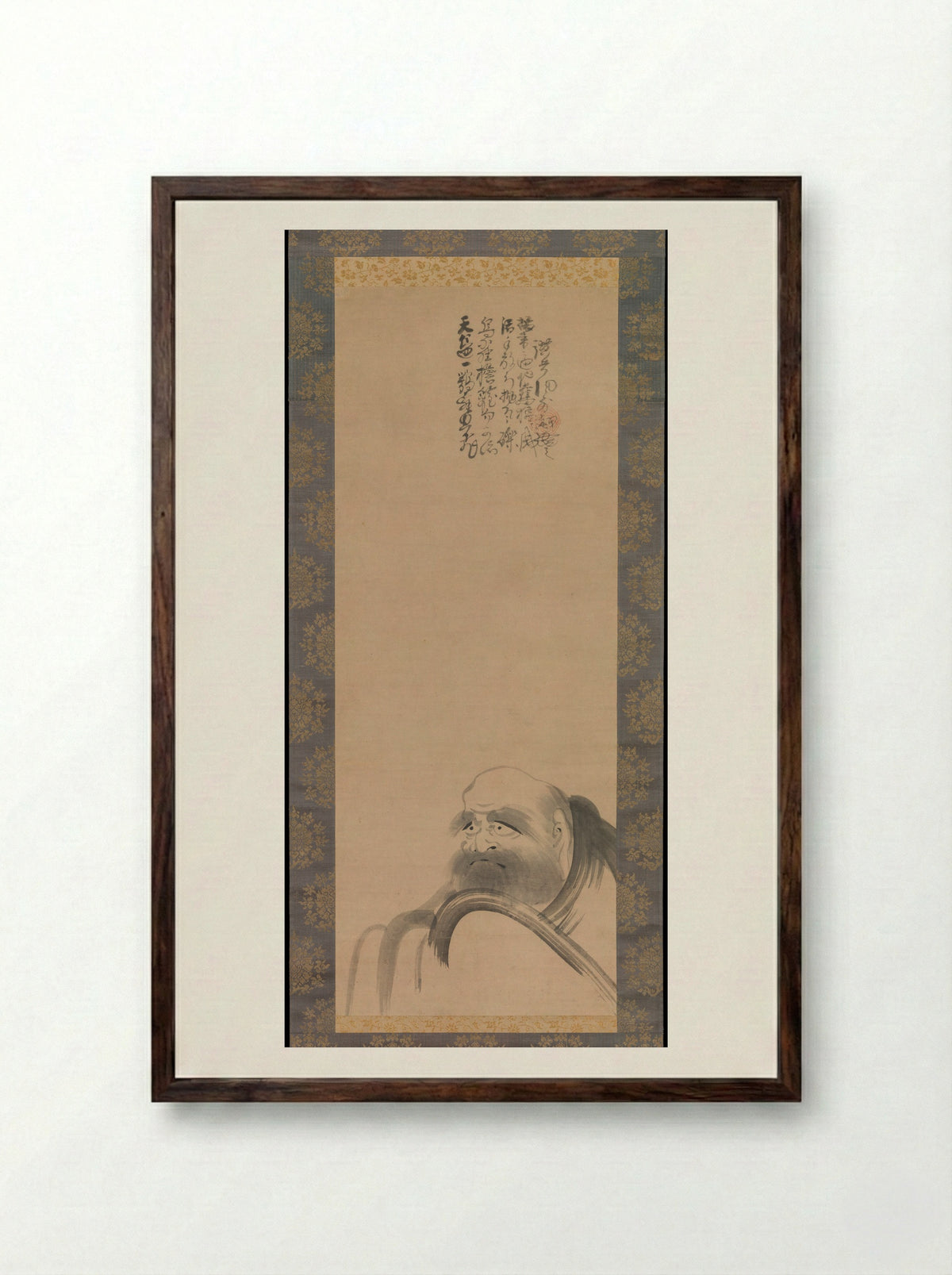 Portrait of Daruma - Fūgai Ekun - Framed Print Dark Wood