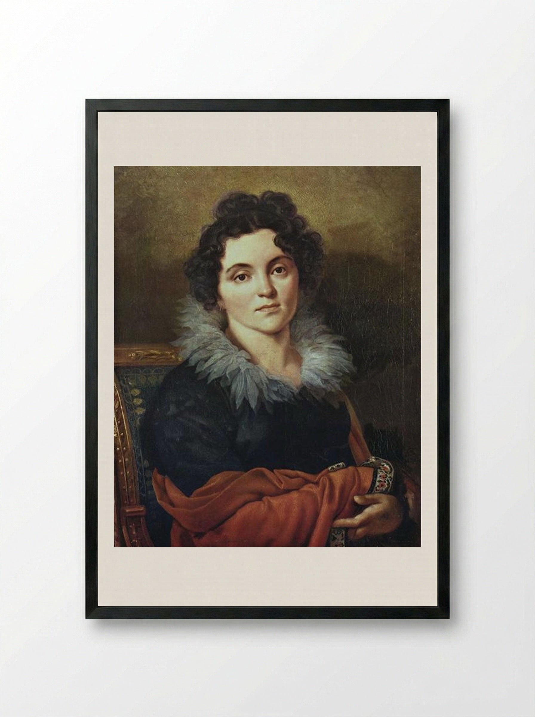 Portrait of Darya Nikolaevna Chvostova - Orest Kiprensky - Framed Print Black