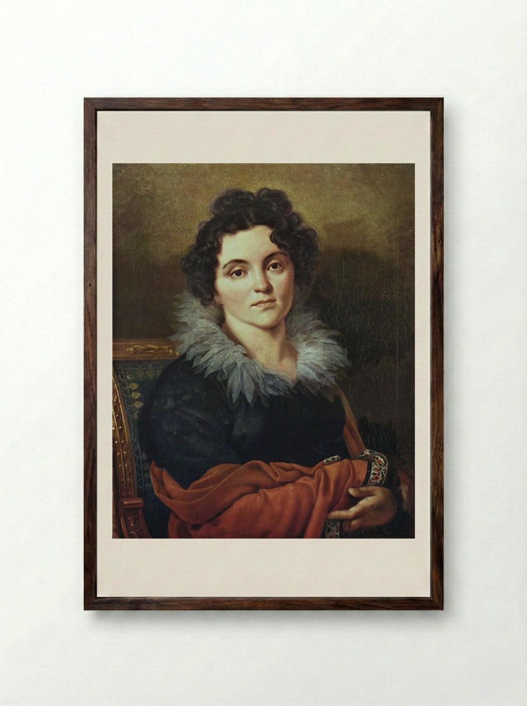 Portrait of Darya Nikolaevna Chvostova - Orest Kiprensky - Framed Print Dark Wood