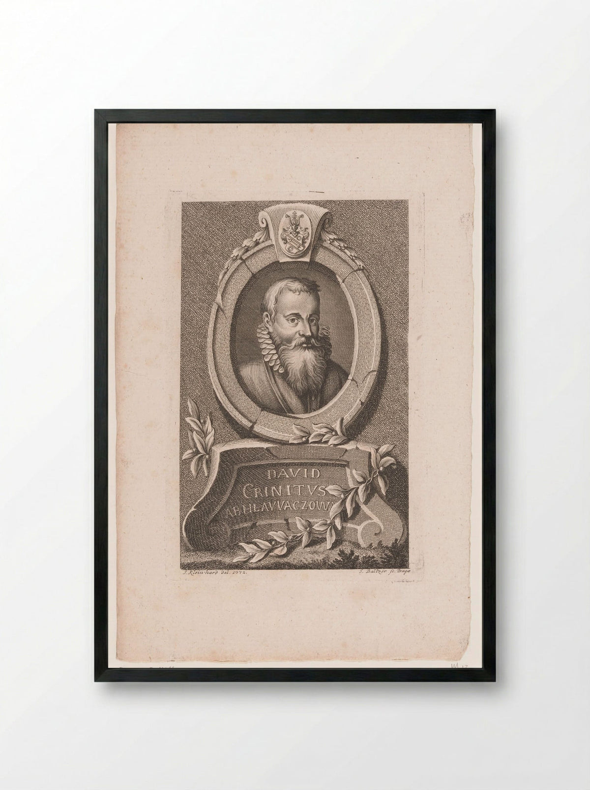 Portrait of David Crinitus z Hlavácova - Jan Balzer - Framed Print Black