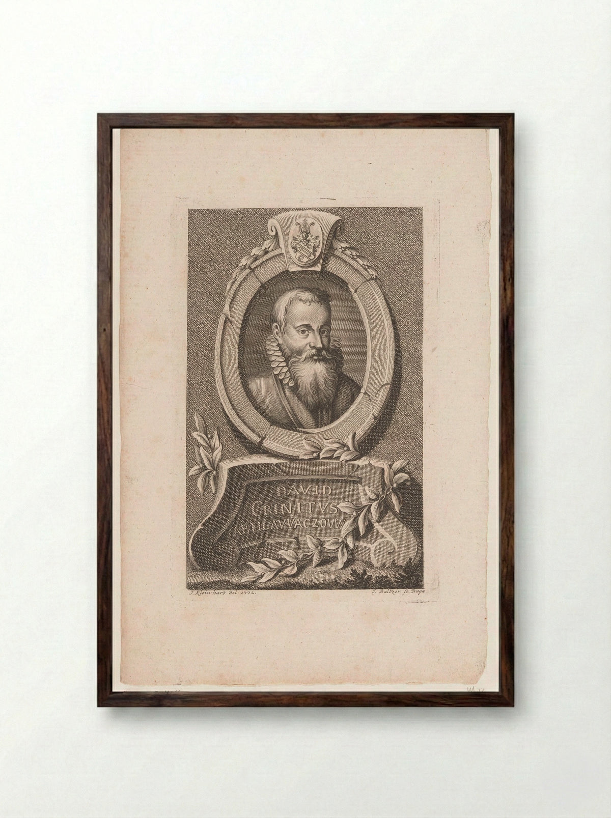 Portrait of David Crinitus z Hlavácova - Jan Balzer - Framed Print Dark Wood