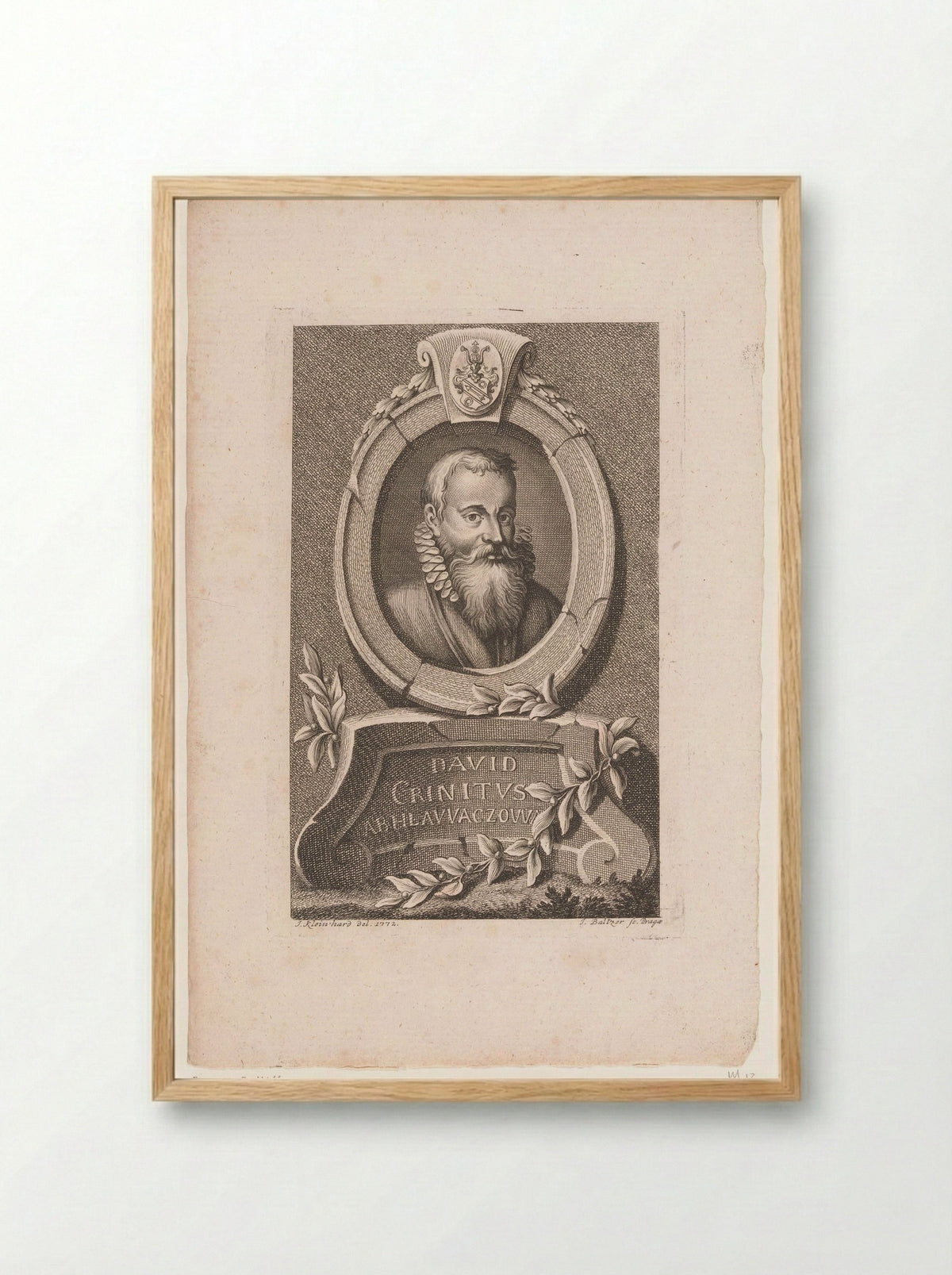 Portrait of David Crinitus z Hlavácova - Jan Balzer - Framed Print Wood