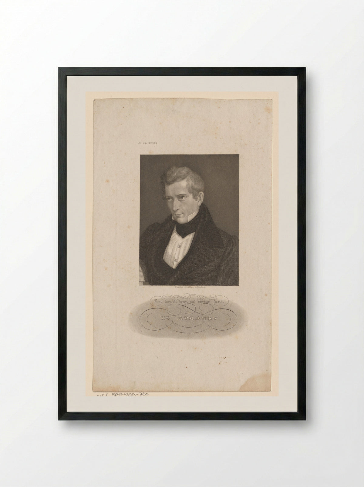 Portrait of David Friedrich Strauss - Bibliographisches Institut - Framed Print Black