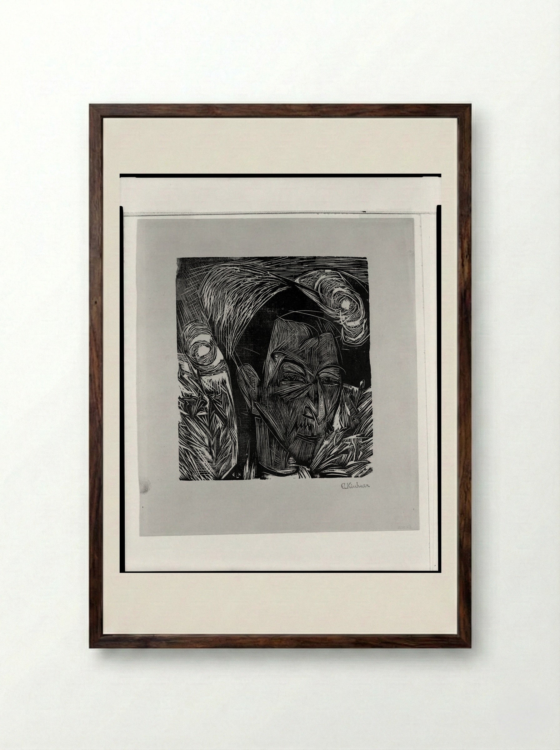 Portrait of David M. - Ernst Ludwig Kirchner - Framed Print Dark Wood