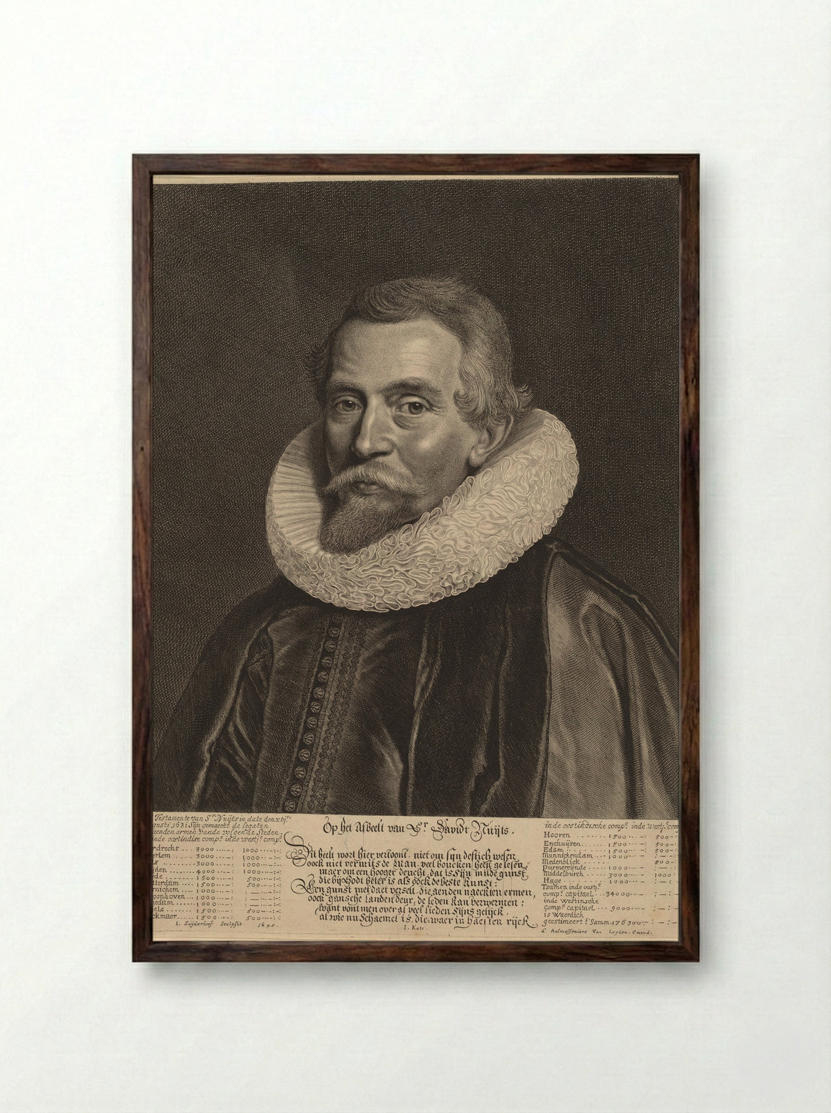 Portrait of David Nuyts - Jonas Suyderhoef - Framed Print Dark Wood