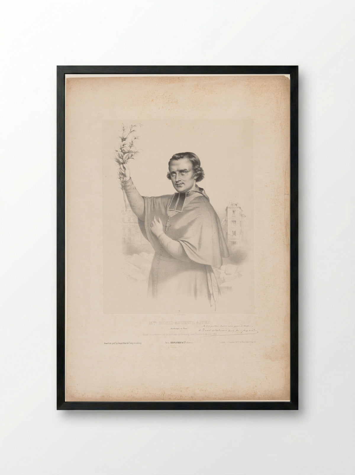 Portrait of Denis Auguste Affre, Archbishop of Paris - Marie Alexandre Alophe - Framed Print Black