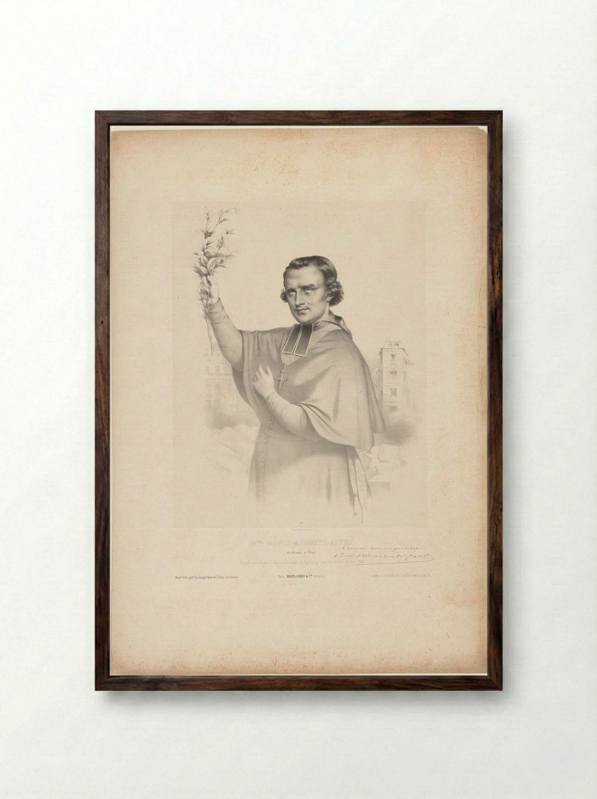 Portrait of Denis Auguste Affre, Archbishop of Paris - Marie Alexandre Alophe - Framed Print Dark Wood
