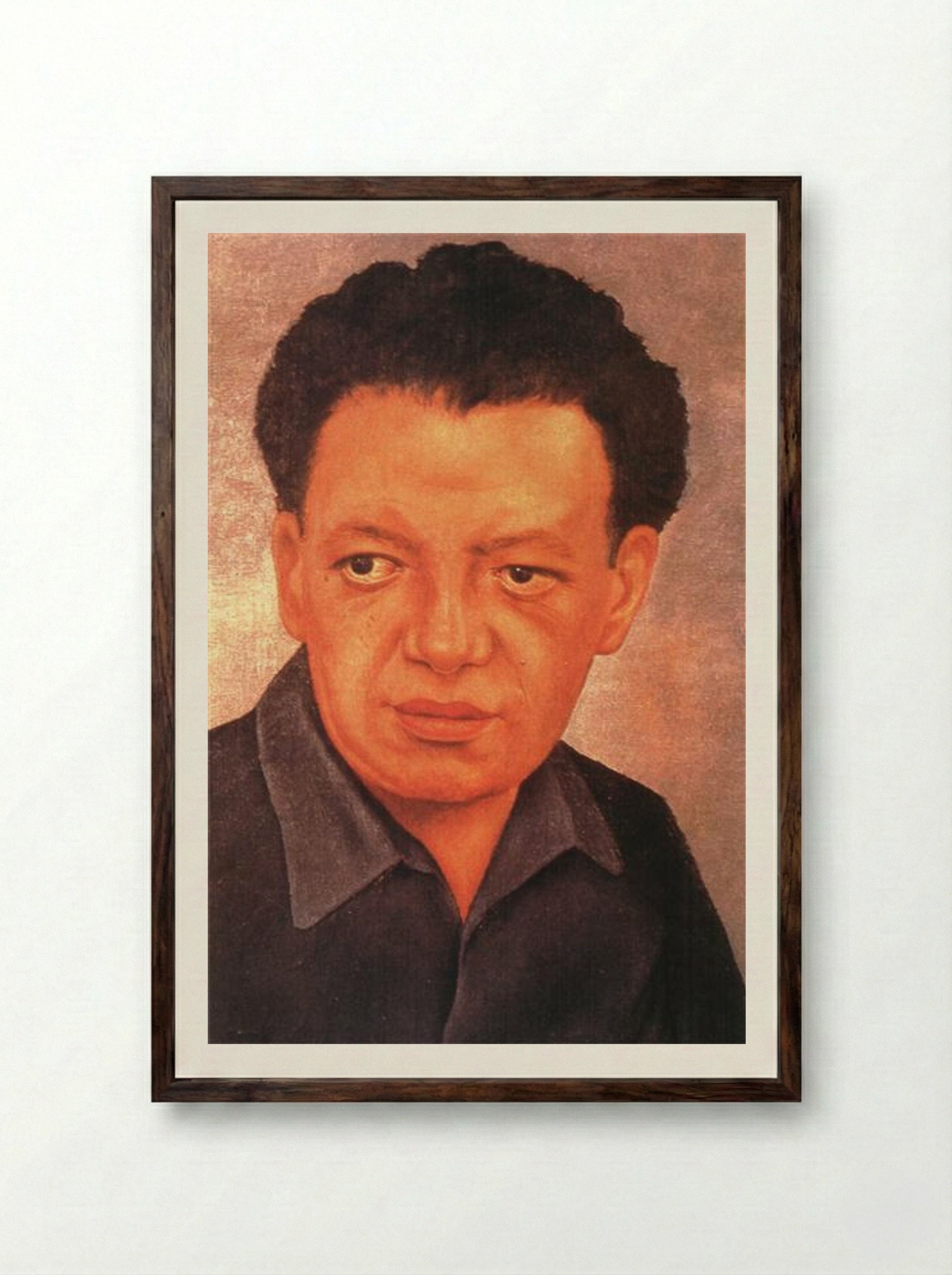 Portrait of Diego Rivera - Frida Kahlo - Framed Print Dark Wood