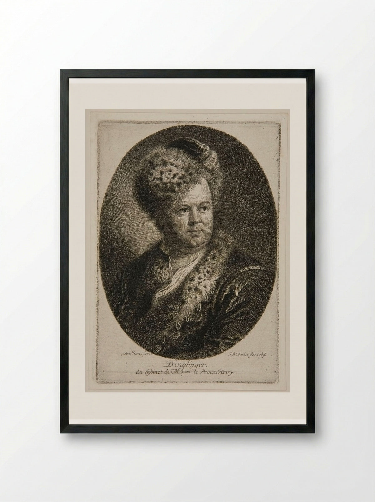 Portrait of Dinglinger - Georg Friedrich Schmidt - Framed Print Black